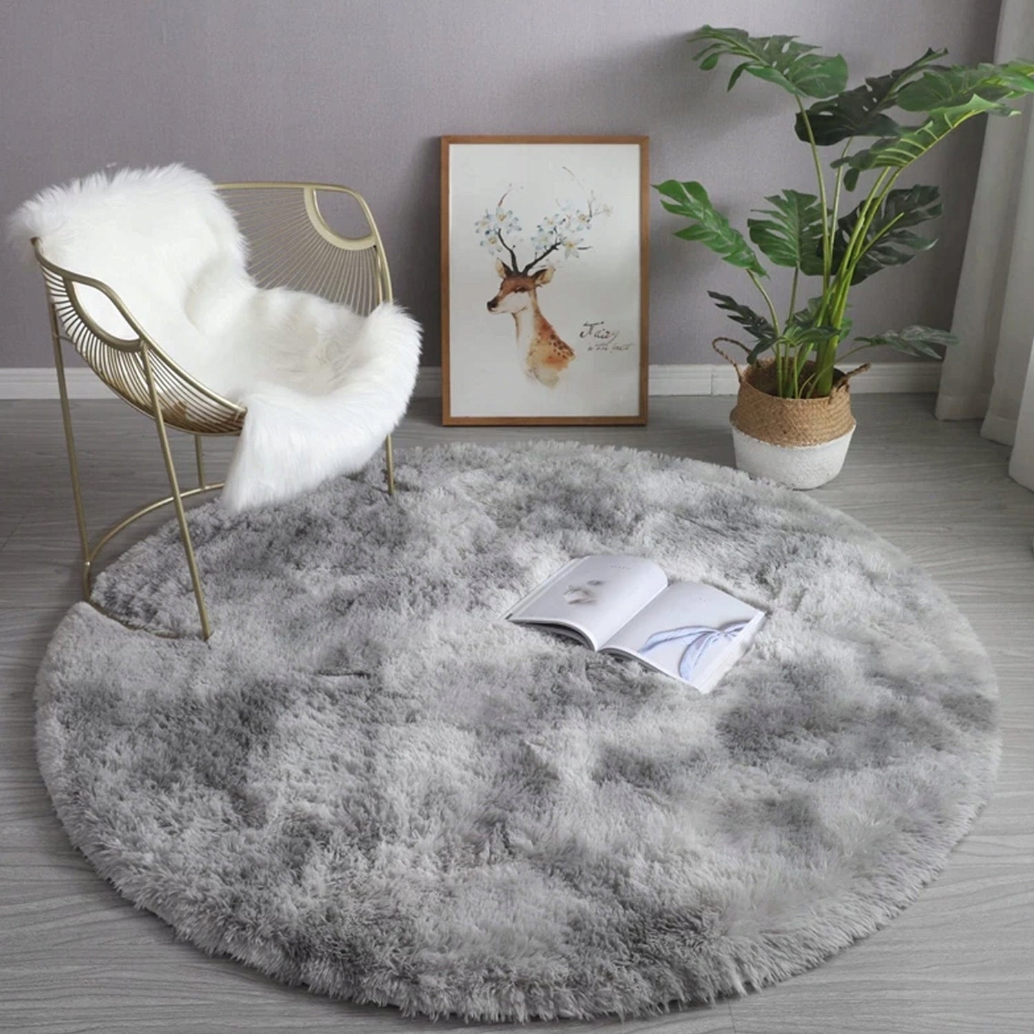 Carpet Round Shaggy Ombre non-slip modern living room 120x120 Packaging status original