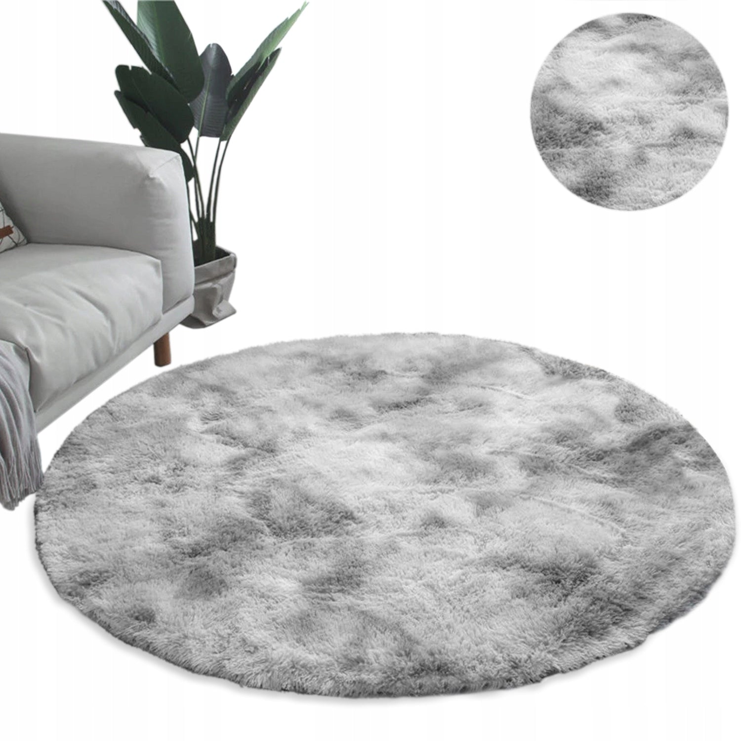 Carpet Round Shaggy Ombre non-slip modern living room 120x120
