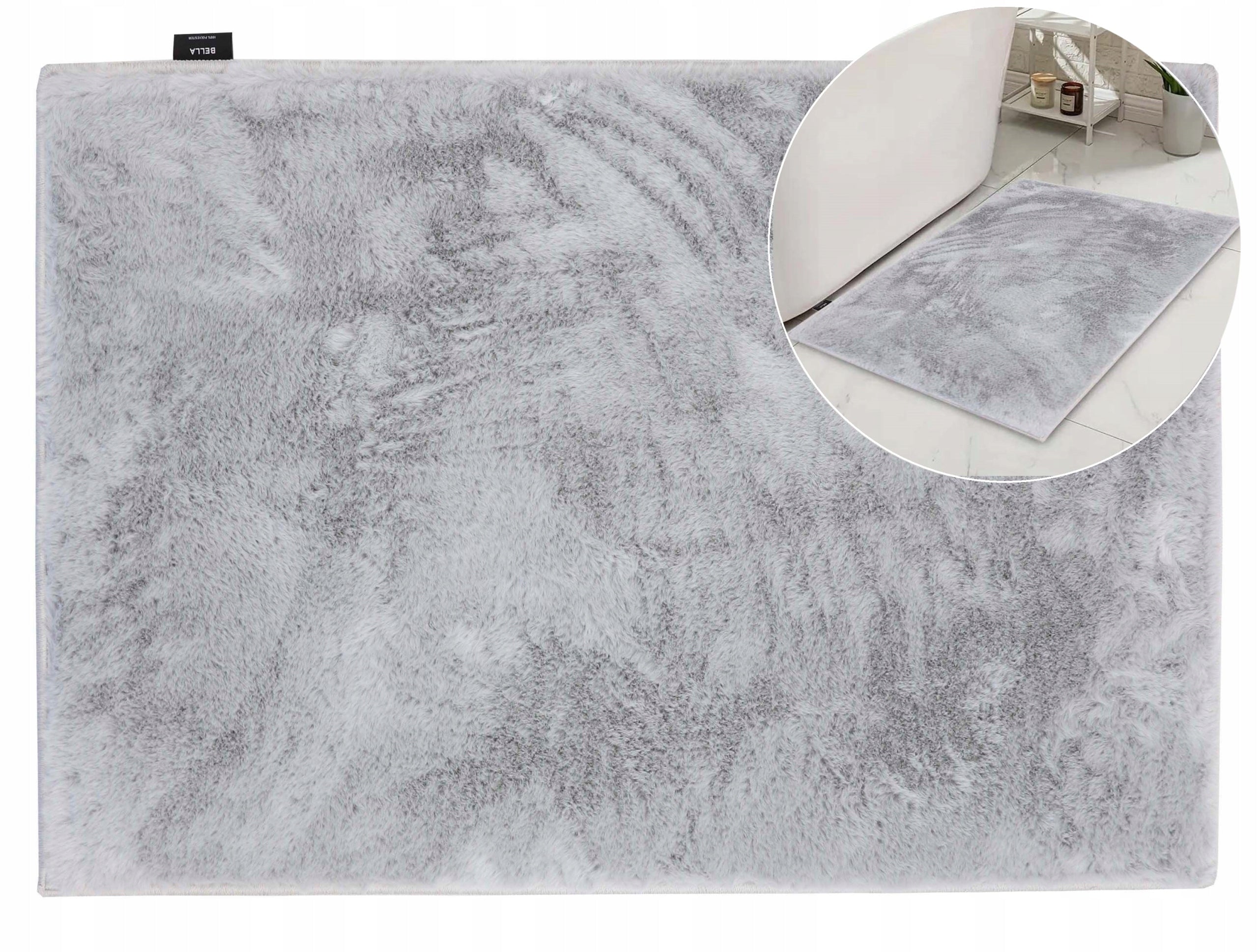 Carpet for Bathroom Soft Rabbit Anti-slip Plush Grey 60x90 cm
