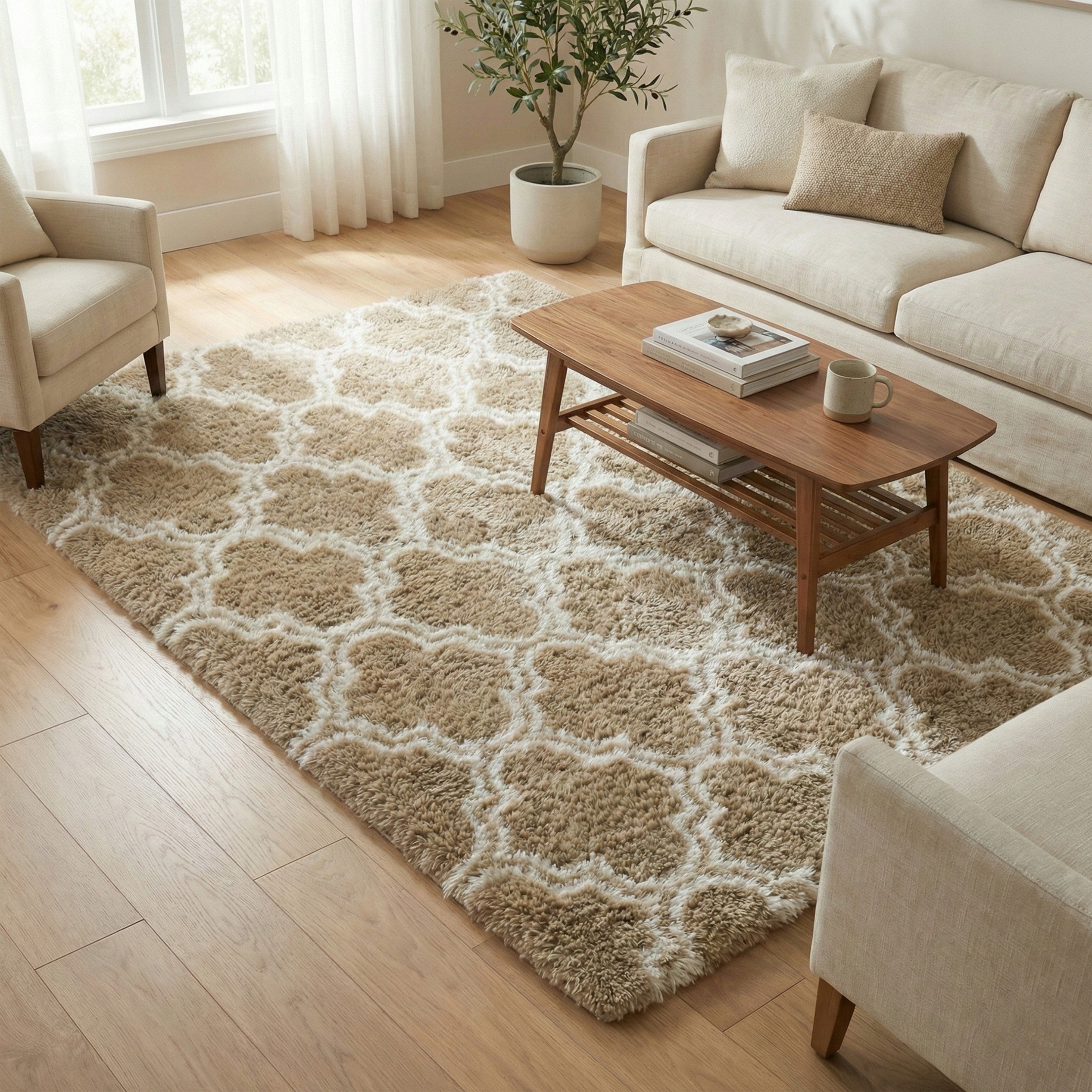 Carpet for living room shaggy DECOR non-slip soft fluffy fashionable 160x220 Length 160 cm