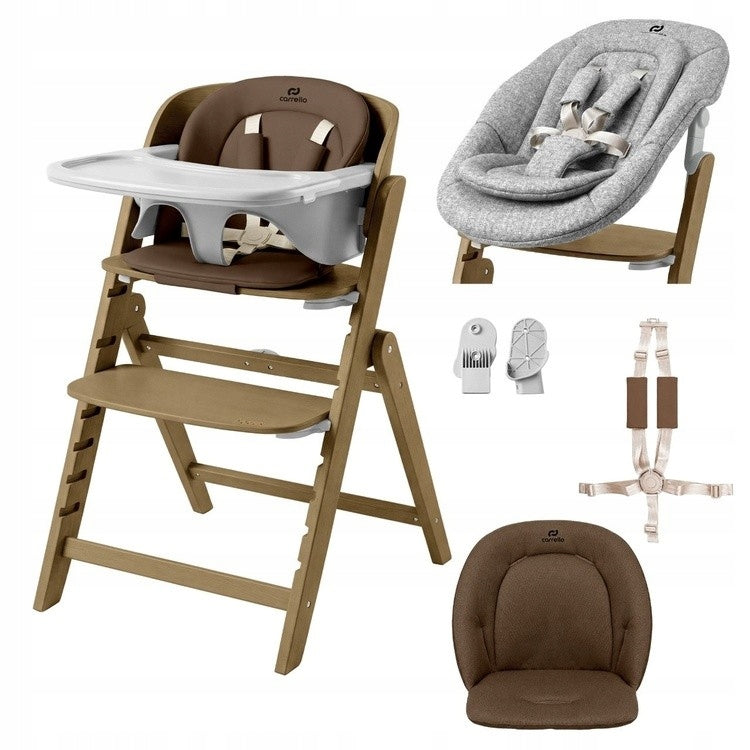 Carrello Focus CRL-16801Feeding Chair 2in1 Deckchair Moka Brown