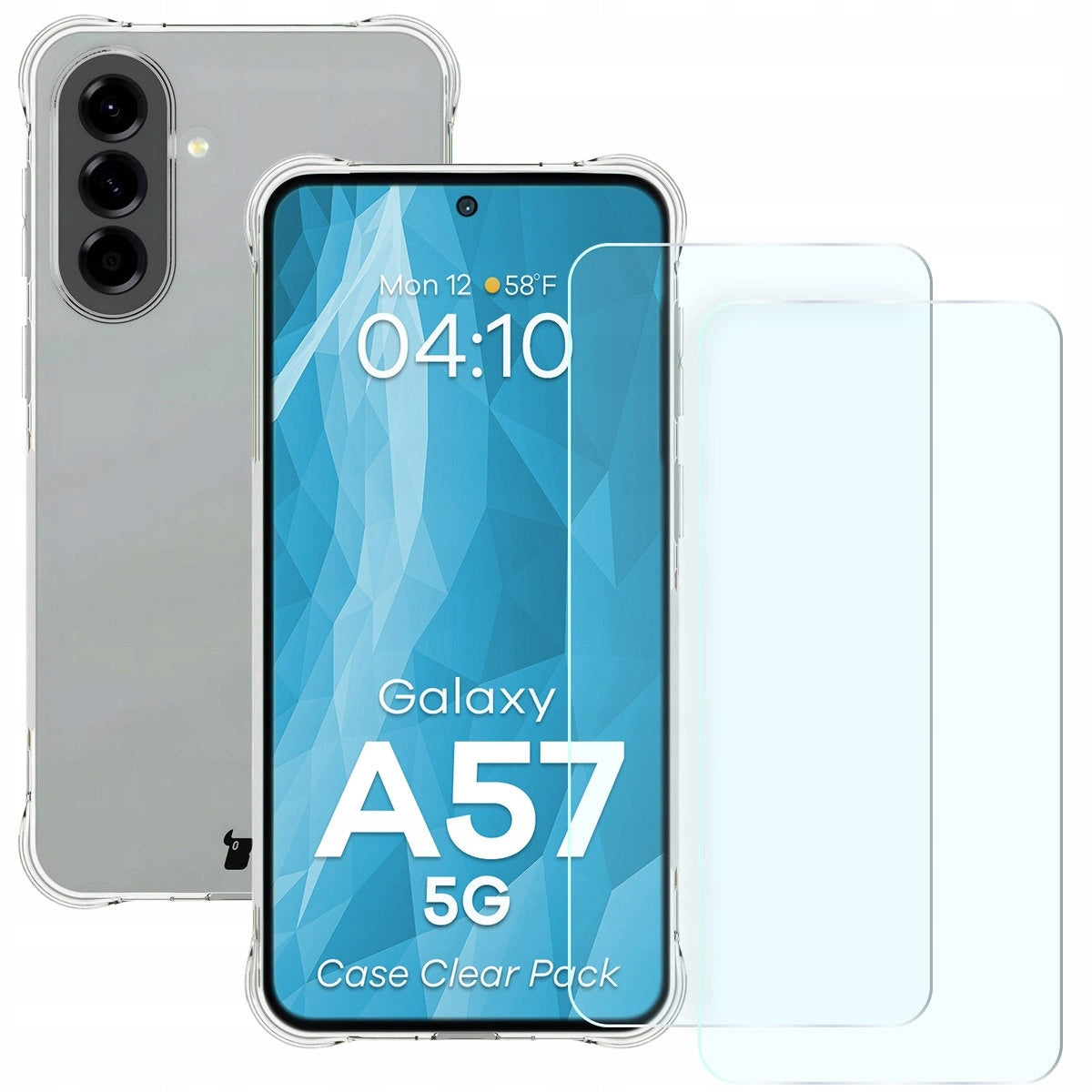 Case + 2x tempered glass Bizon for Galaxy A57 5G, glass case set