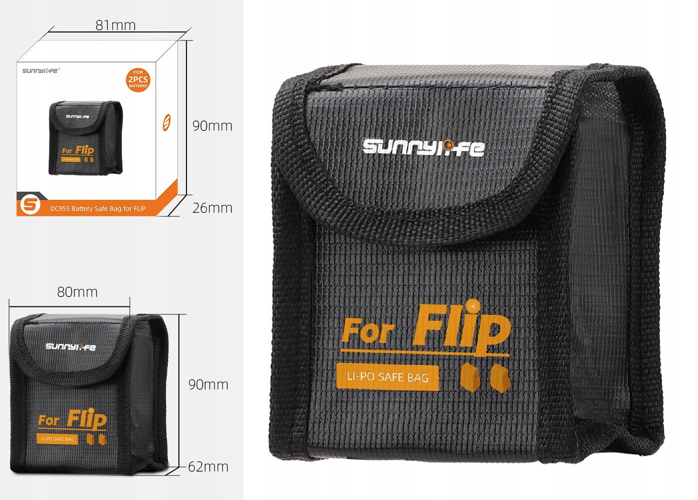 Case Cover 2x BATTERY for DJI FLIP Drone Fireproof Batteries included no