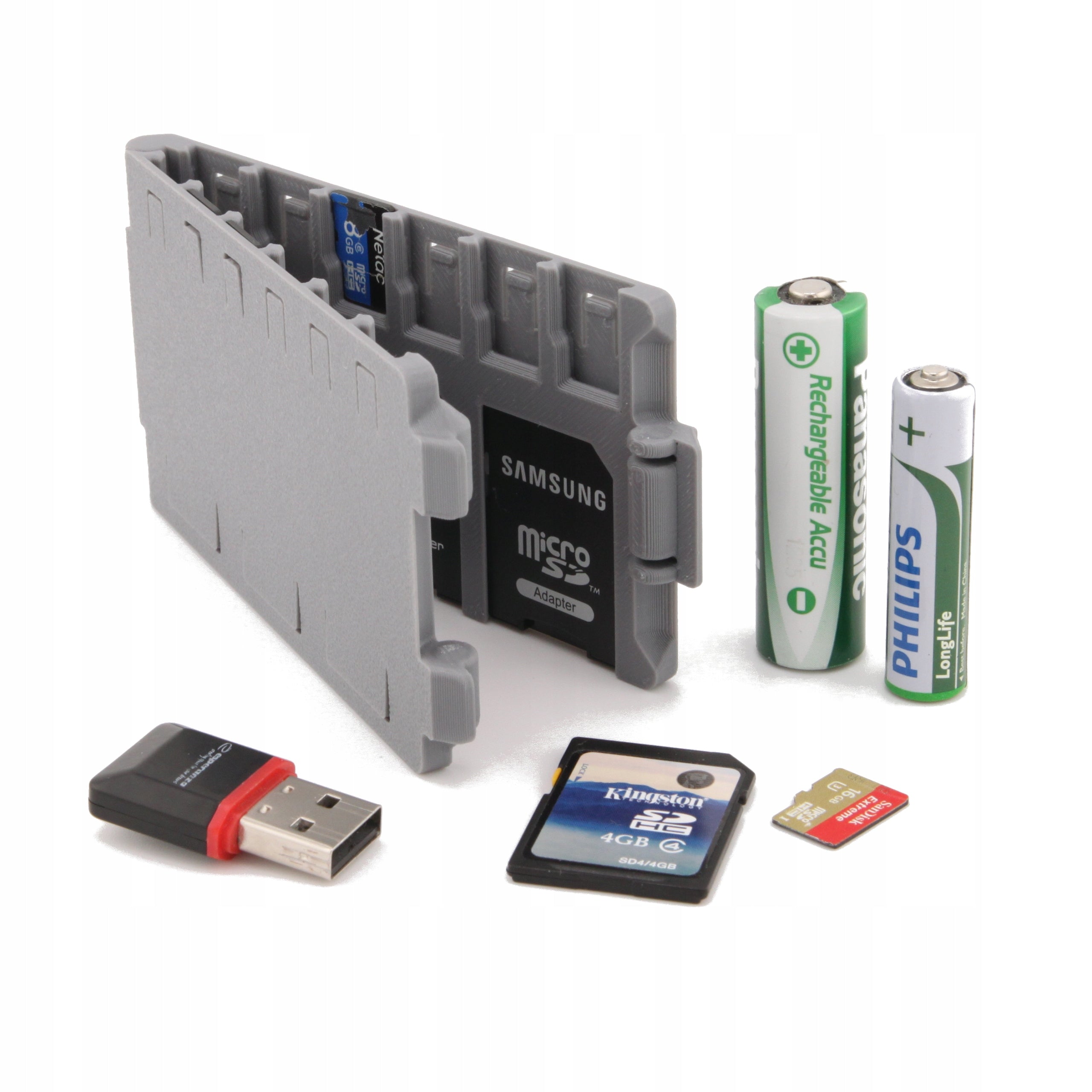 Case case SD memory card organizer x6 + microSD x12 grey EAN (GTIN) 5907187103737