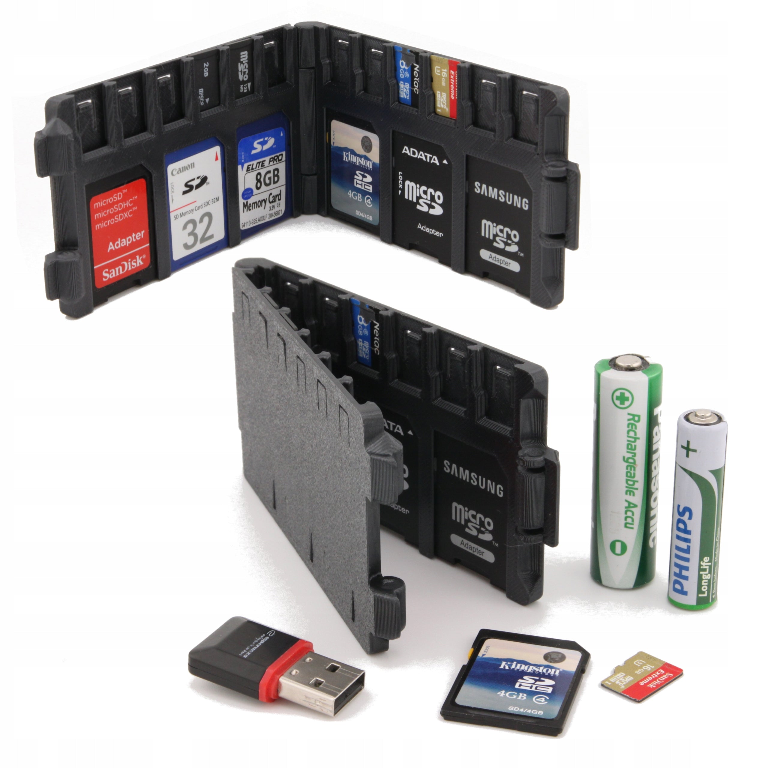 Case case organizer for SD x6 + microSD x12 graphite memory cards