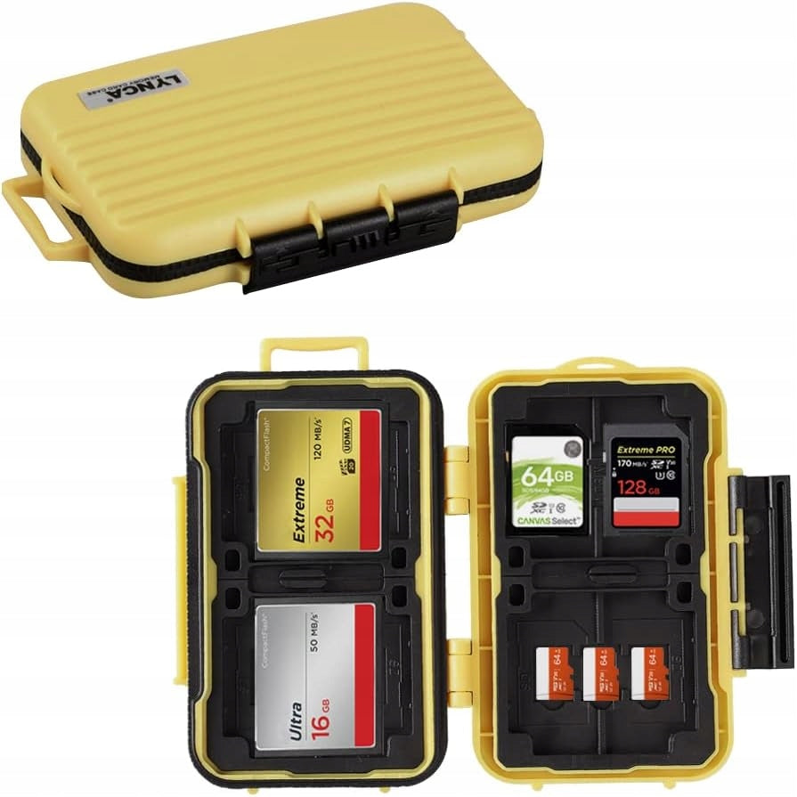 Case for 24 Memory Cards Waterproof Shockproof Yellow
