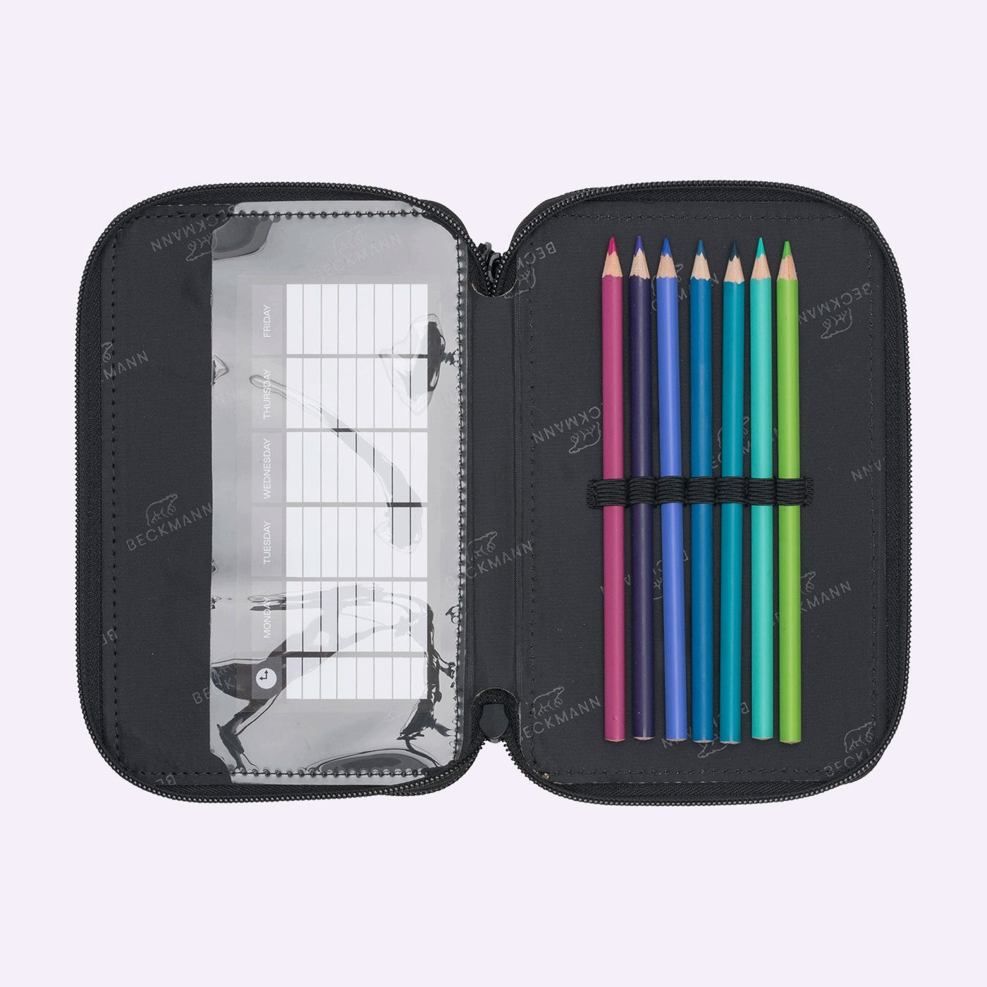 Case with three compartments, fully equipped, black Color multicolor