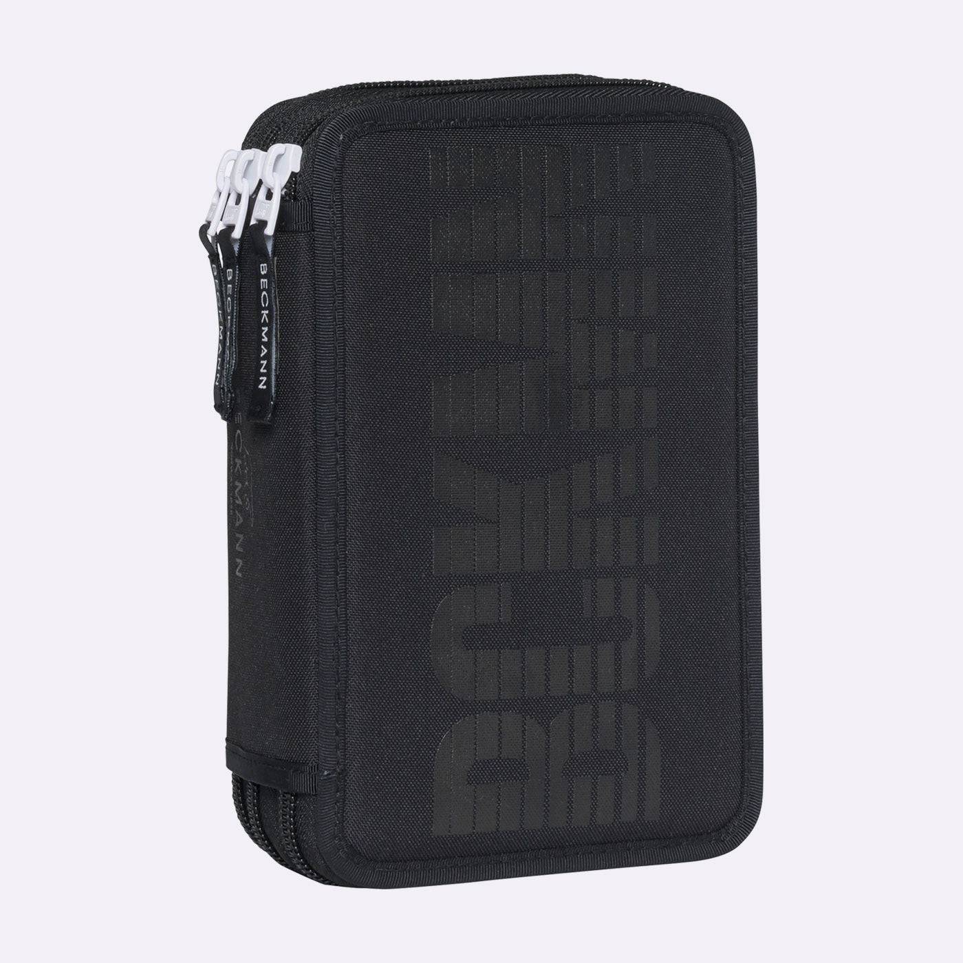 Case with three compartments, fully equipped, black