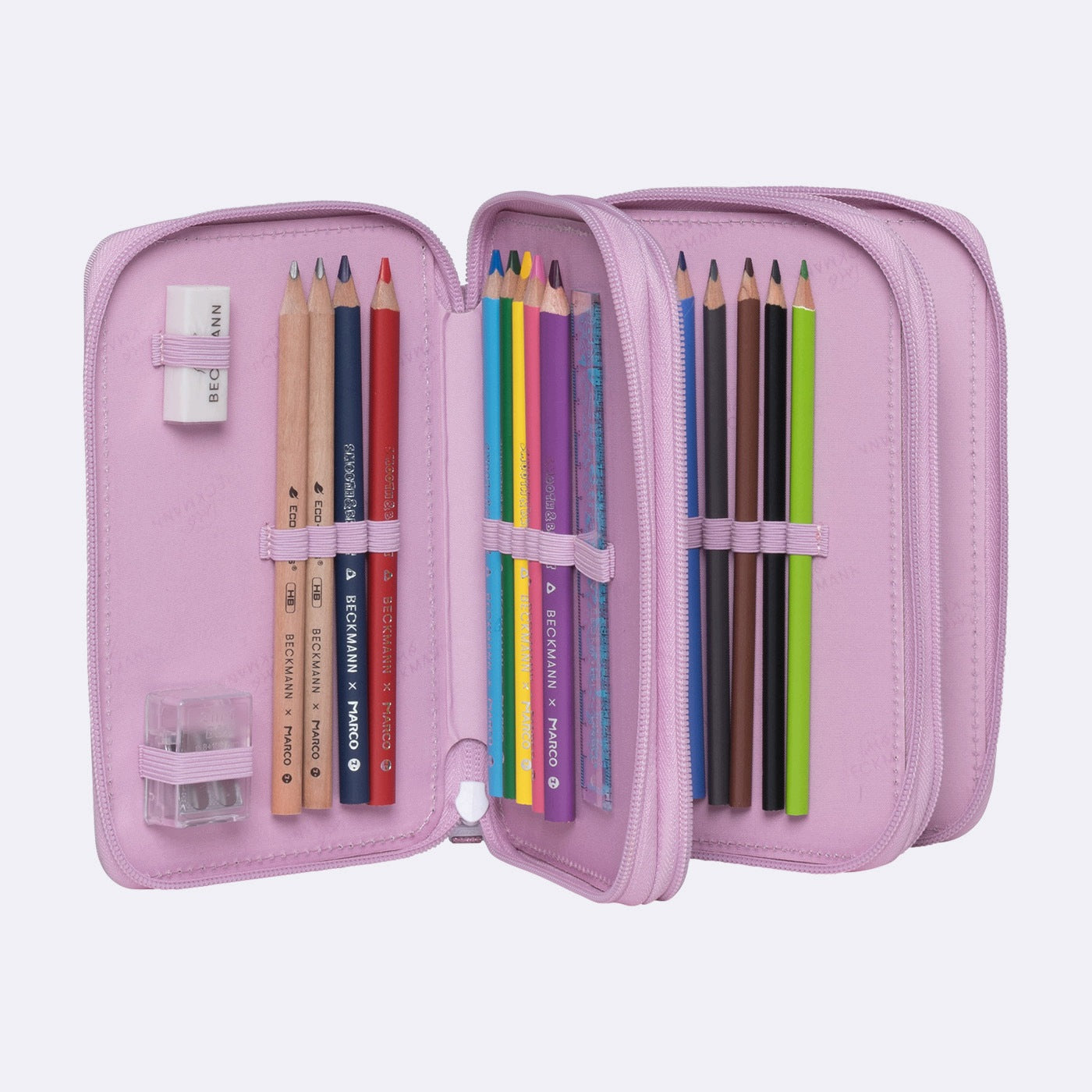 Case with three sections fully equipped, red Brand BECKMANN