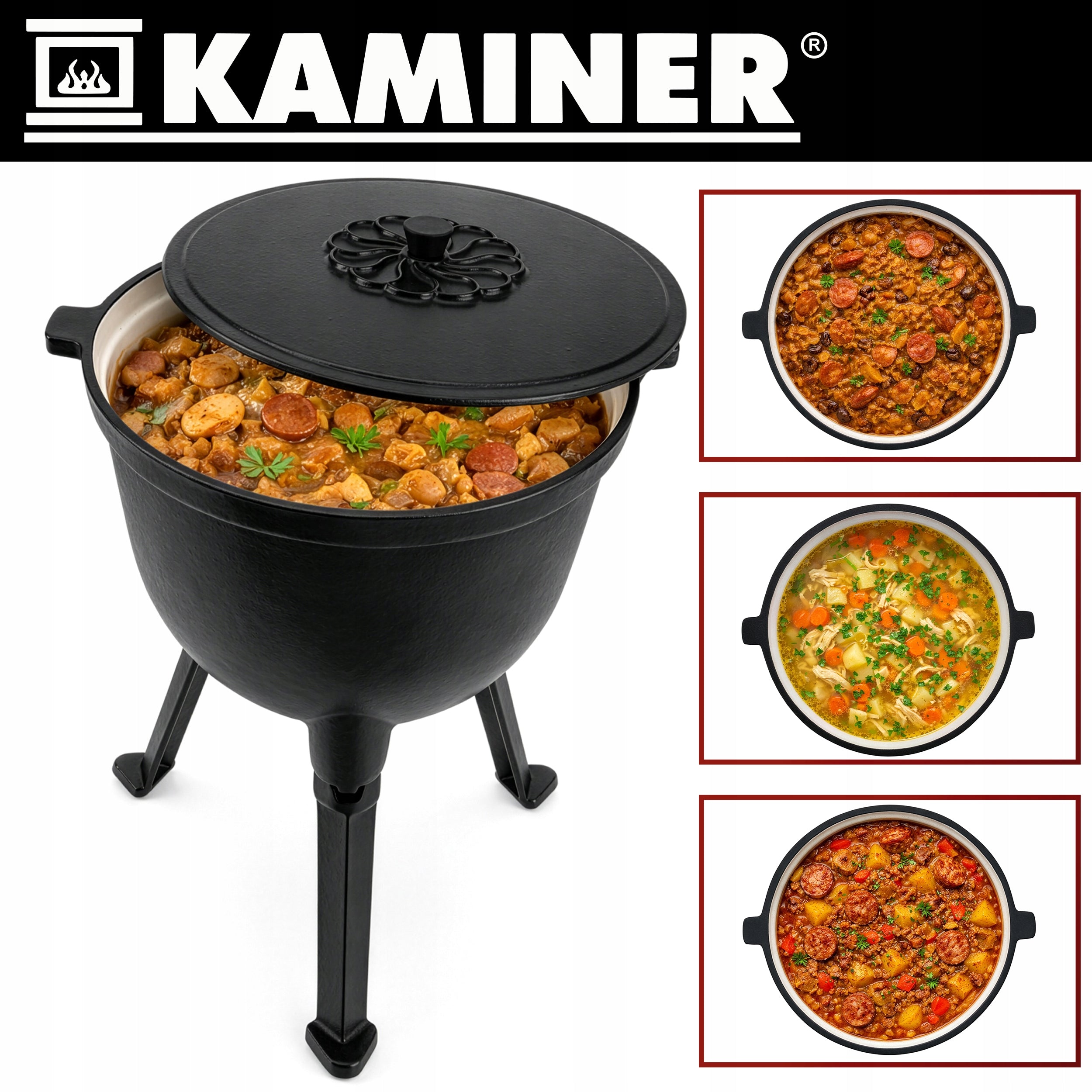 Cast Iron Boiler Hunting Pot Hungarian Baking Fire Pit Enameled 10 Manufacturer Kaminer