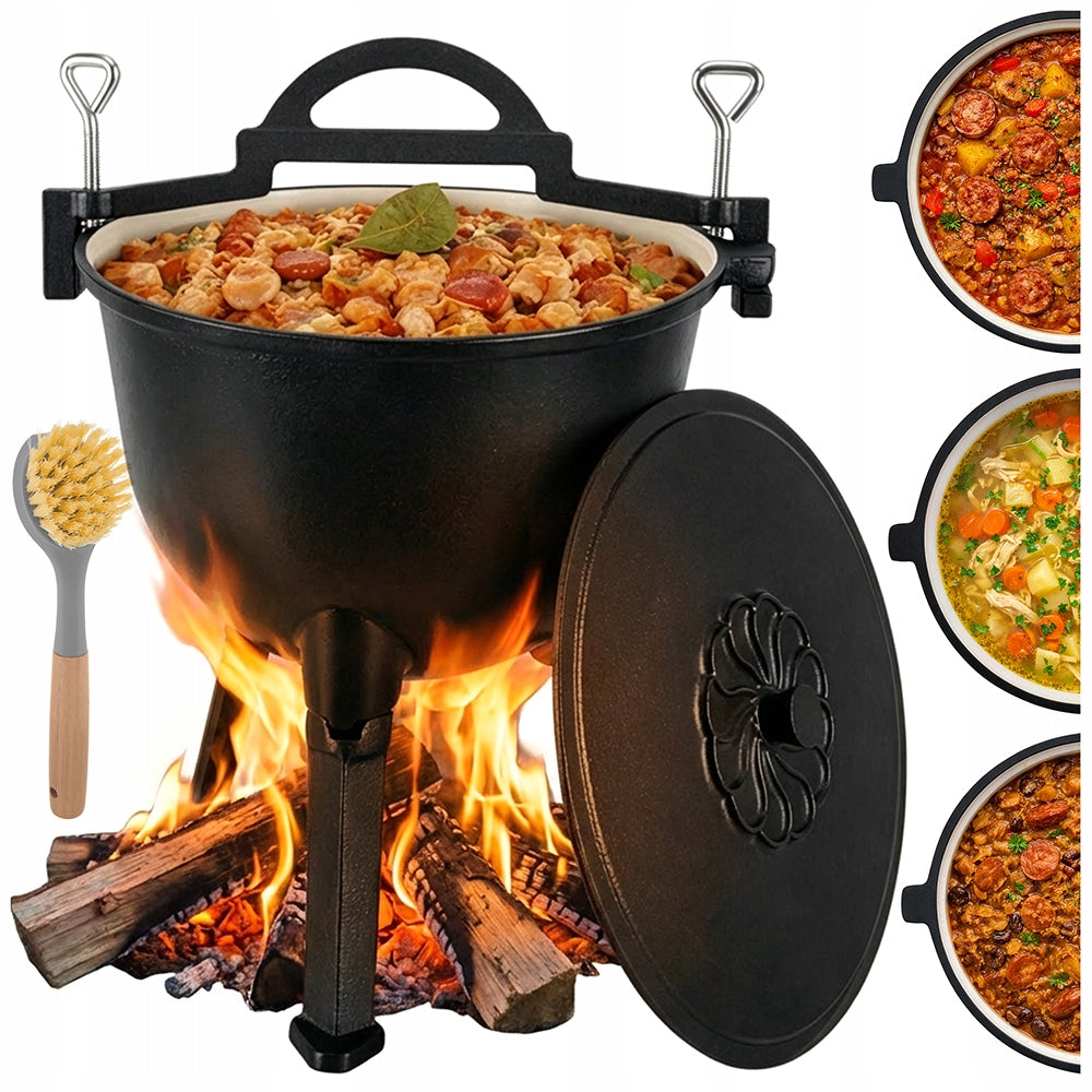 Cast Iron Boiler Hunting Pot Hungarian Baking Fire Pit Enameled 10