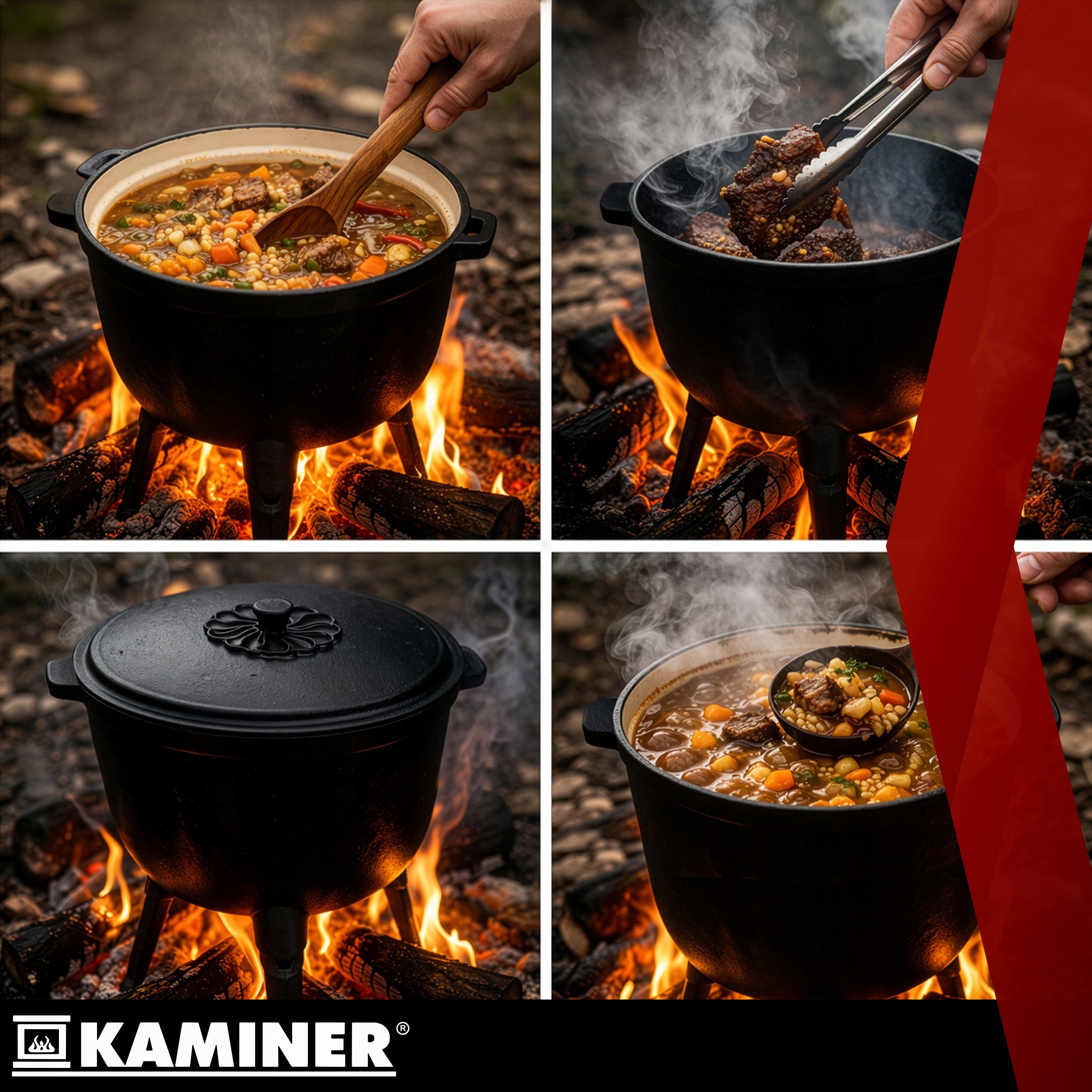 Cast Iron Boiler Hunting Pot Hungarian Fire Pit Enameled 8L Manufacturer Kaminer
