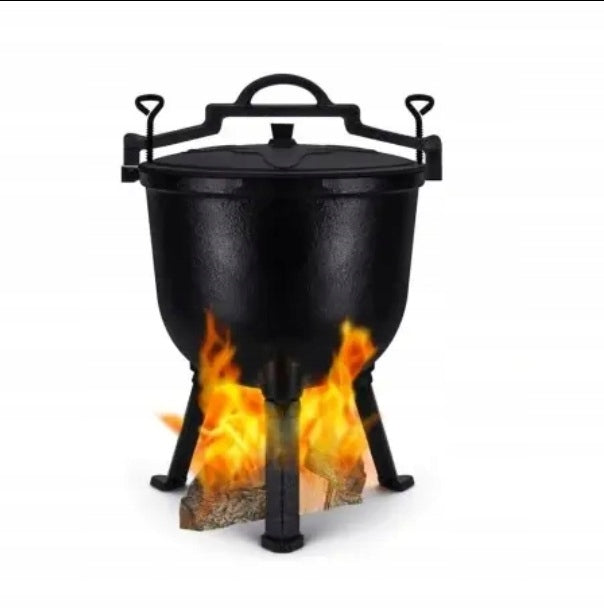 Cast iron boiler 8l ENAMELLED HUNTING pot roast for bonfire grill Capacity 8 l