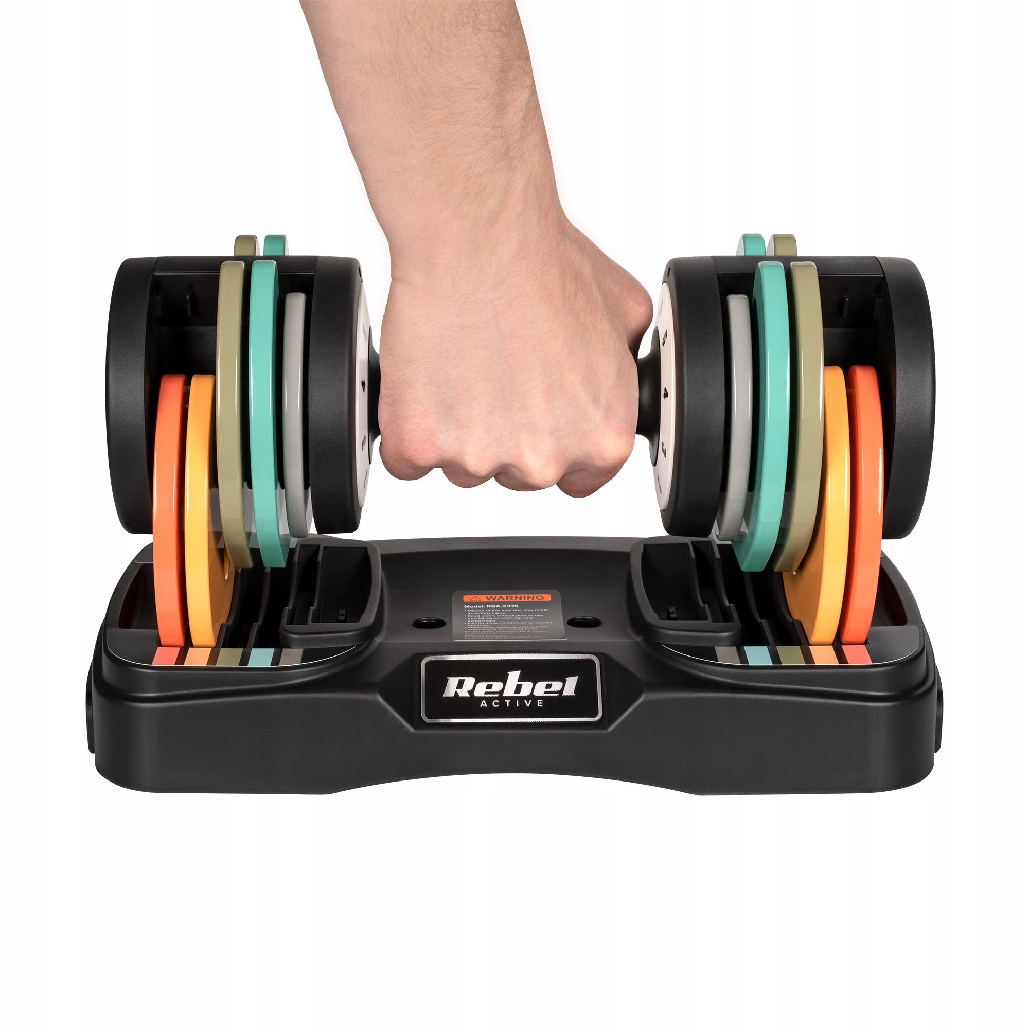 Cast iron dumbbells adjustable set 2x10kg automatic stroke every 1kg Rebel Kind cast iron