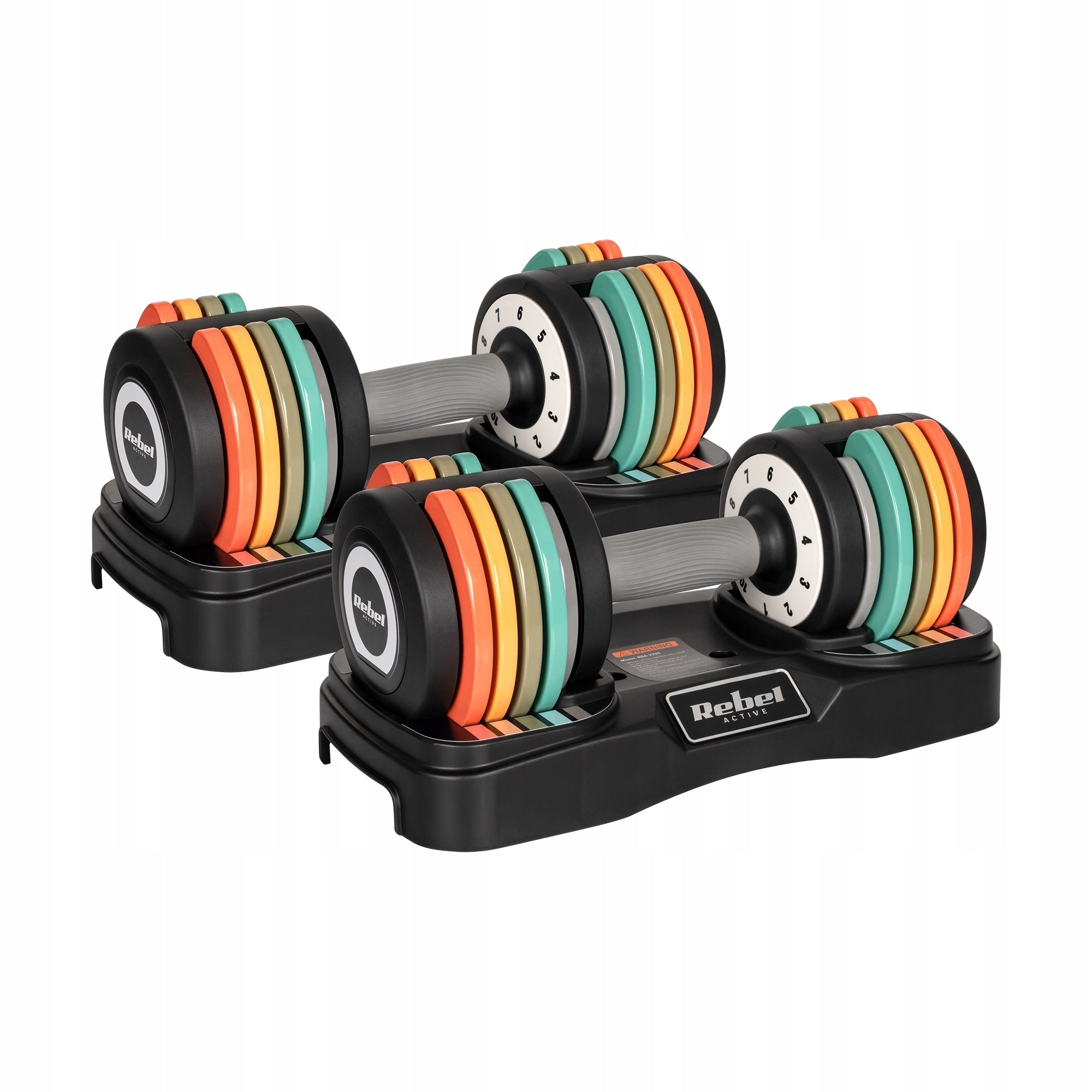 Cast iron dumbbells adjustable set 2x10kg automatic stroke every 1kg Rebel Packaging status original