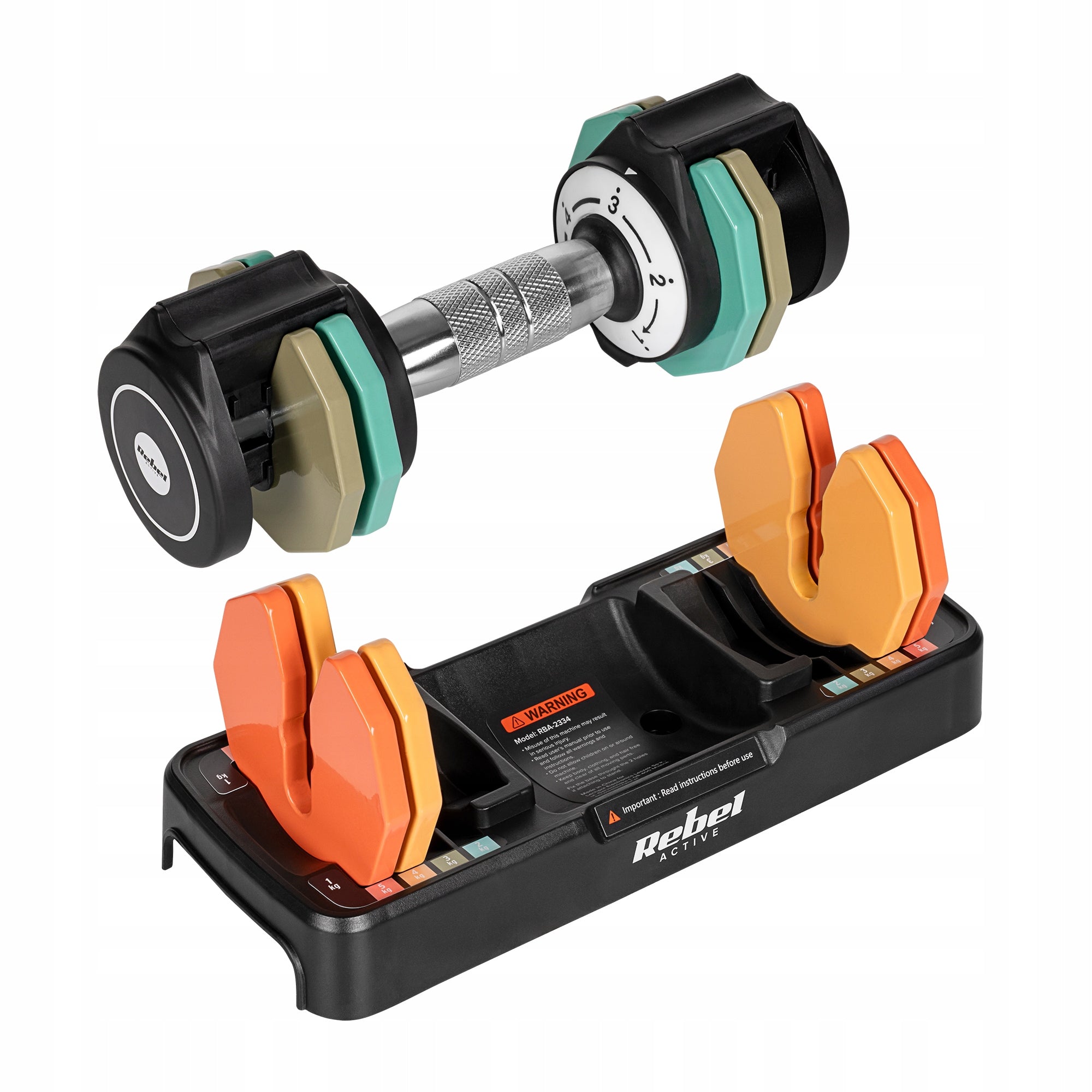 Cast iron dumbbells adjustable set 2x5kg automatic stroke every 1kg Rebel Internal material cast iron