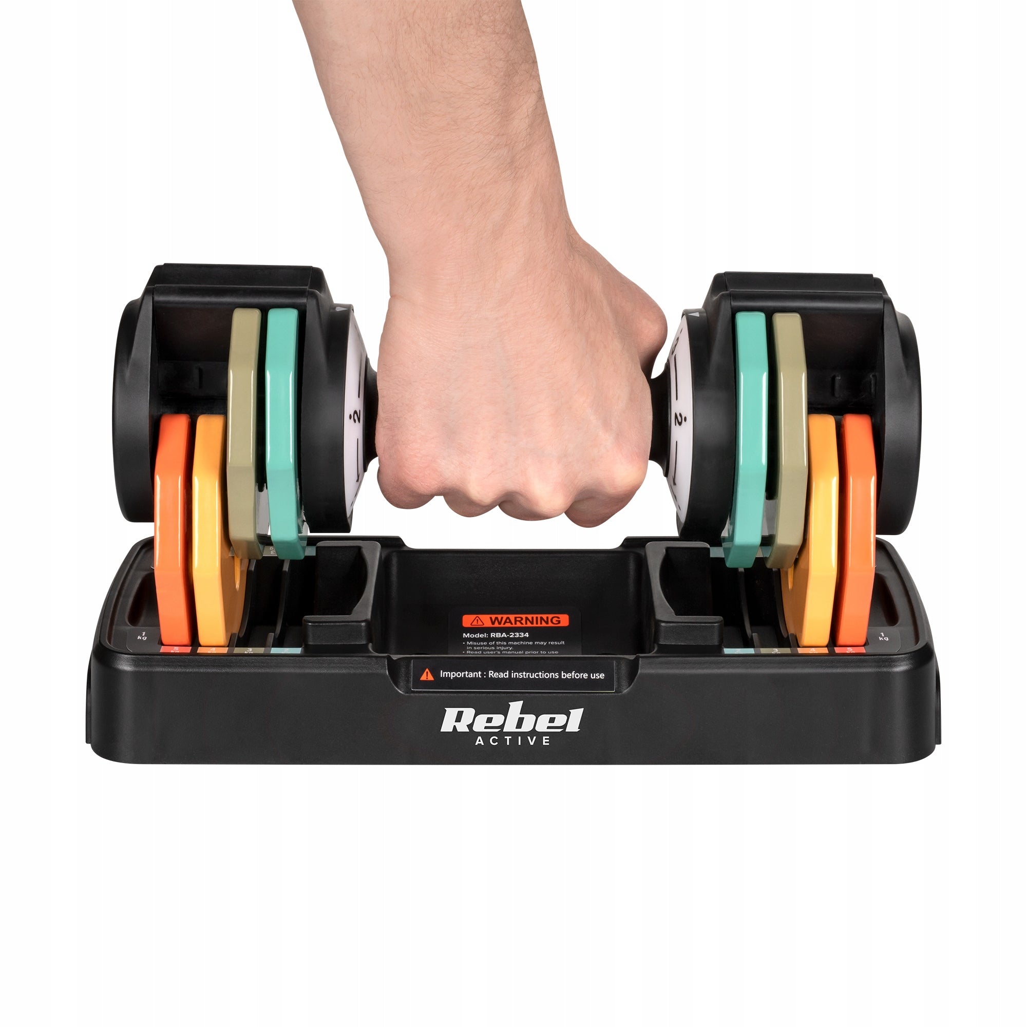 Cast iron dumbbells adjustable set 2x5kg automatic stroke every 1kg Rebel Kind cast iron