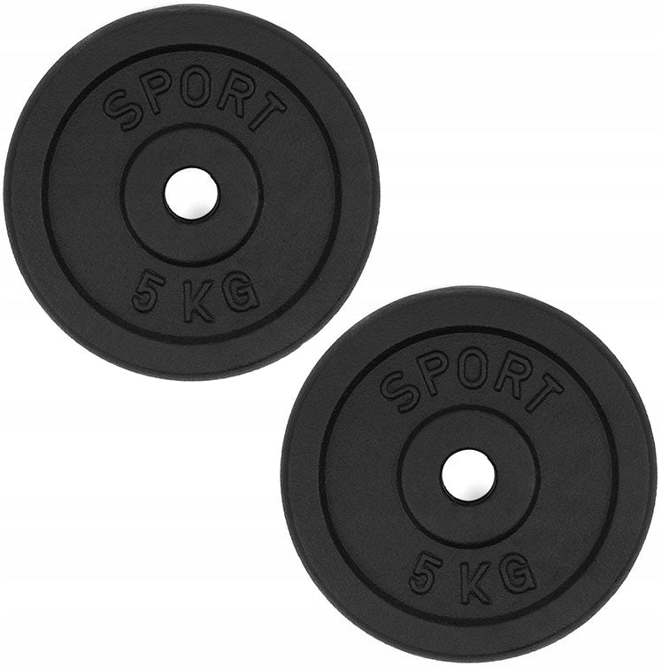 Cast iron load 2x5kg 28mm plate disc set 10kg effort for dumbbells