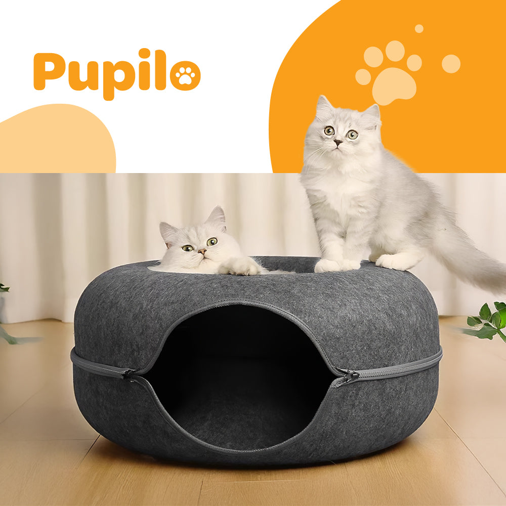 Cat Bed Two-Piece Round Donut Tunnel Booth Cottage 50 x 50 cm Trade name Legowisko Grafitowe Dwuczęściowe