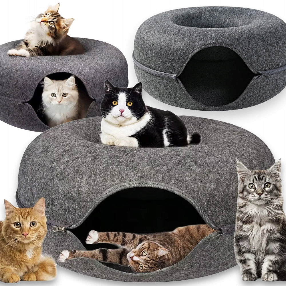 Cat Bed Two-Piece Round Donut Tunnel Booth Cottage 50 x 50 cm