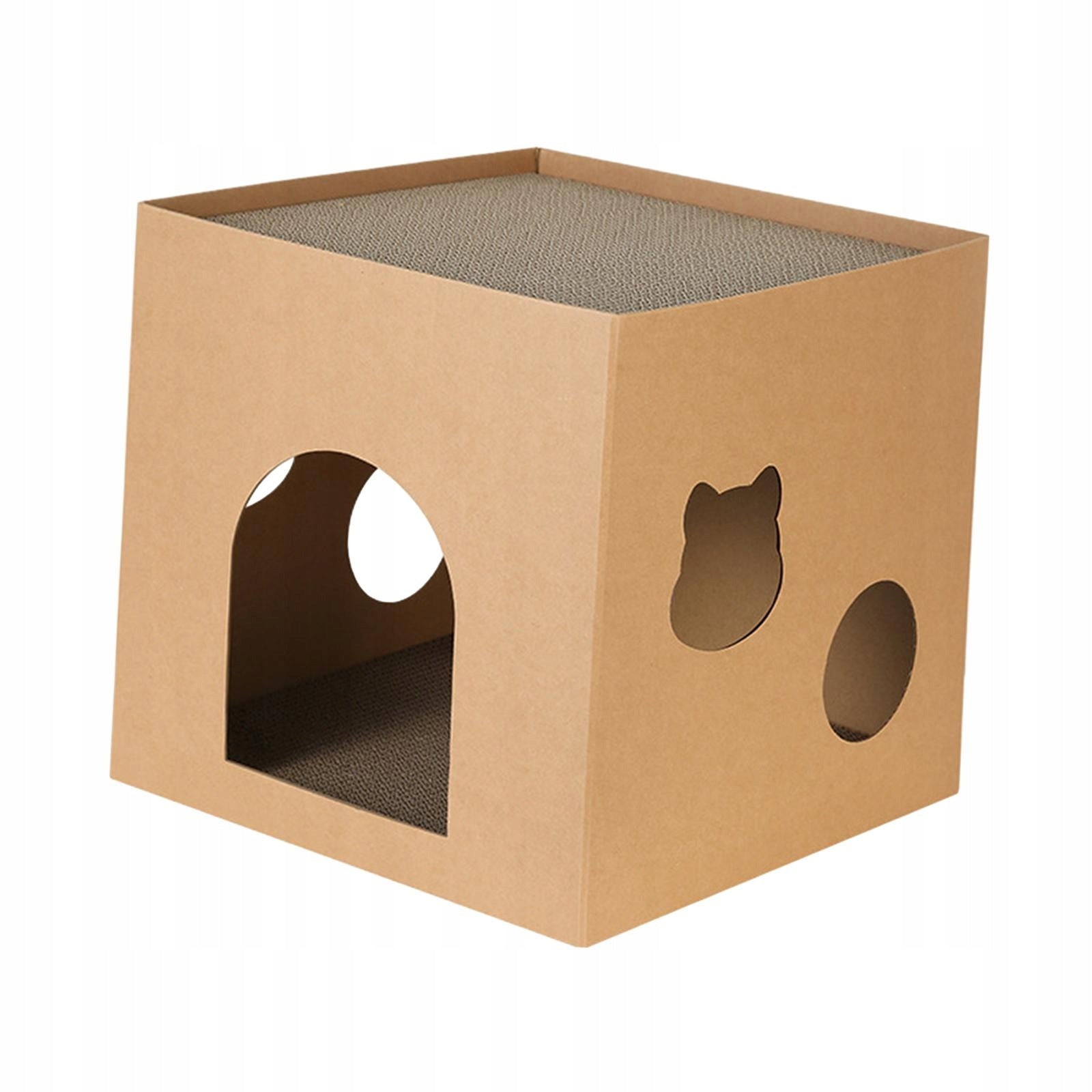 Cat Box Cats Bed Pet Supplies Accessories Cat Cardboard House Brown L