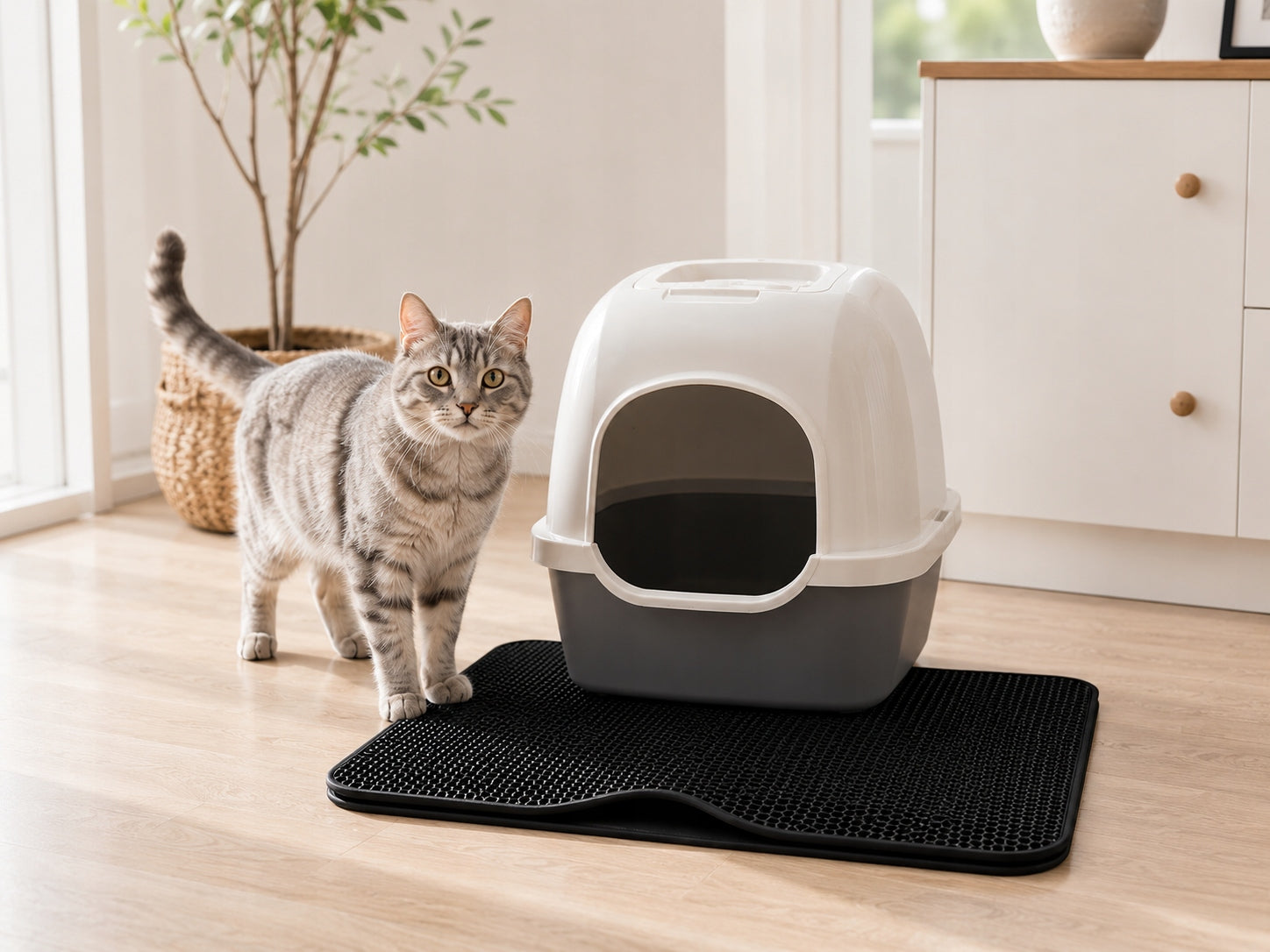 Cat Cuvette Mat Wiper 60x45 Large XXL For Litter Black Color black