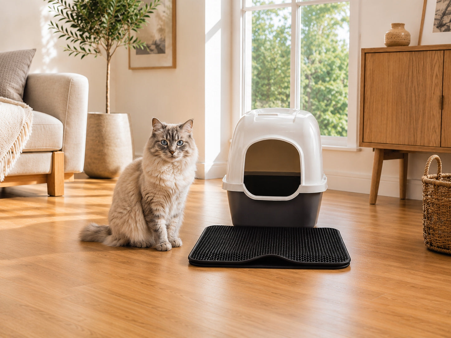 Cat Cuvette Mat Wiper 60x45 Large XXL For Litter Black Length 60 cm