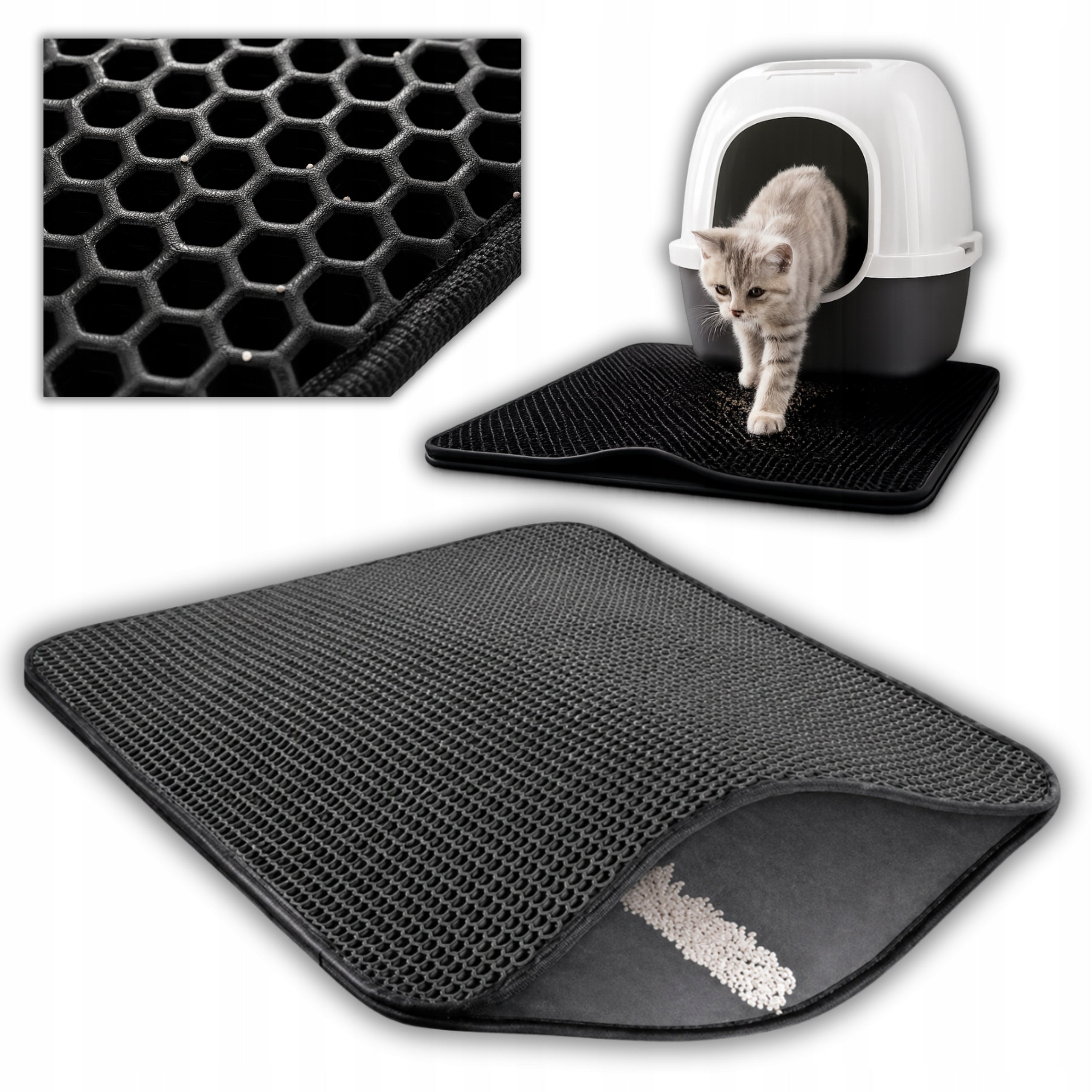 Cat Cuvette Mat Wiper 60x45 Large XXL For Litter Black