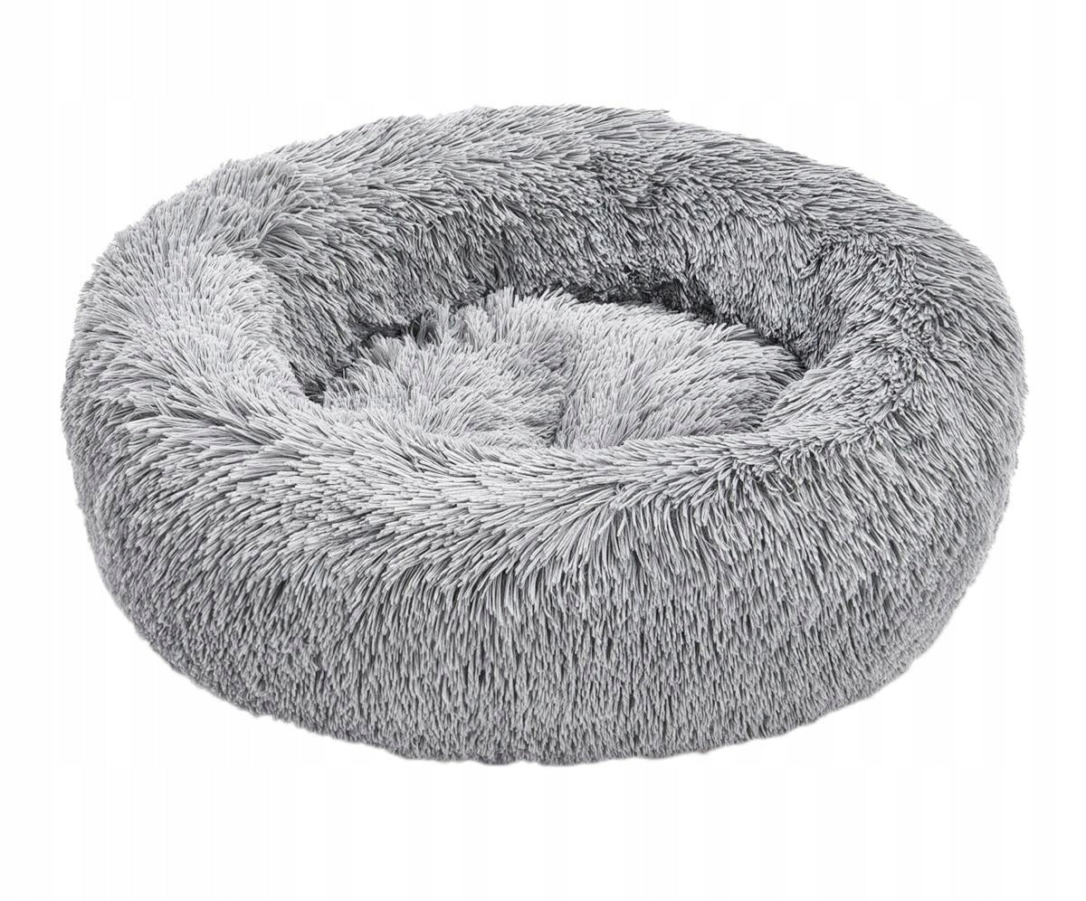 Cat Dog Bed PLUSH Hairy SOFT 55 CM LIGHT GREY Kind bed