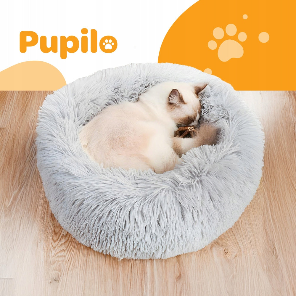Cat Dog Bed Plush Round Grey Pillow Mattress 60x60cm L Brand CoolStaff
