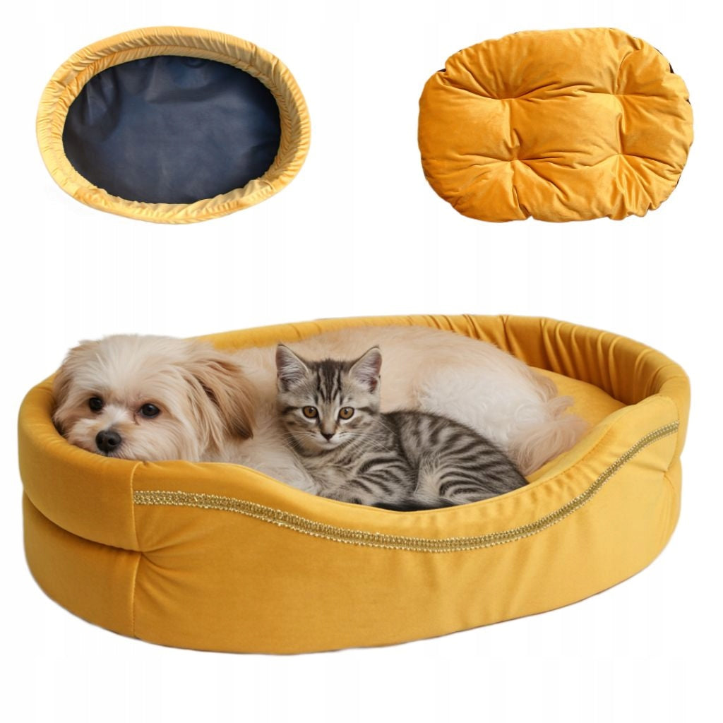 Cat Dog Bed SOFT ANTI-STRESS Bed Small Couch Yellow 40/33 R1
