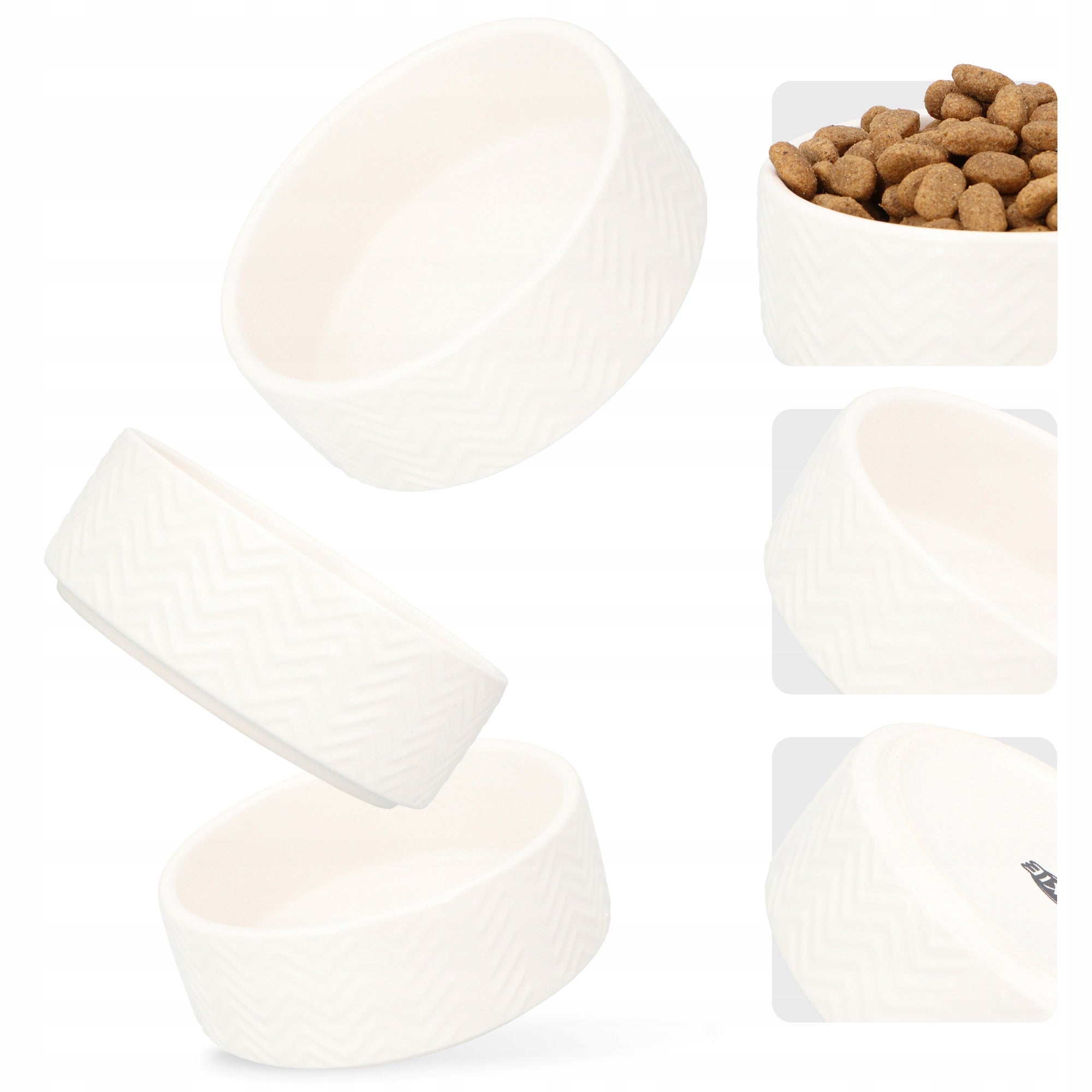 Cat Dog Bowl 0,4 CERAMIC Puppy Bowl WATER 13cm White STABIL 8K Capacity 400 l