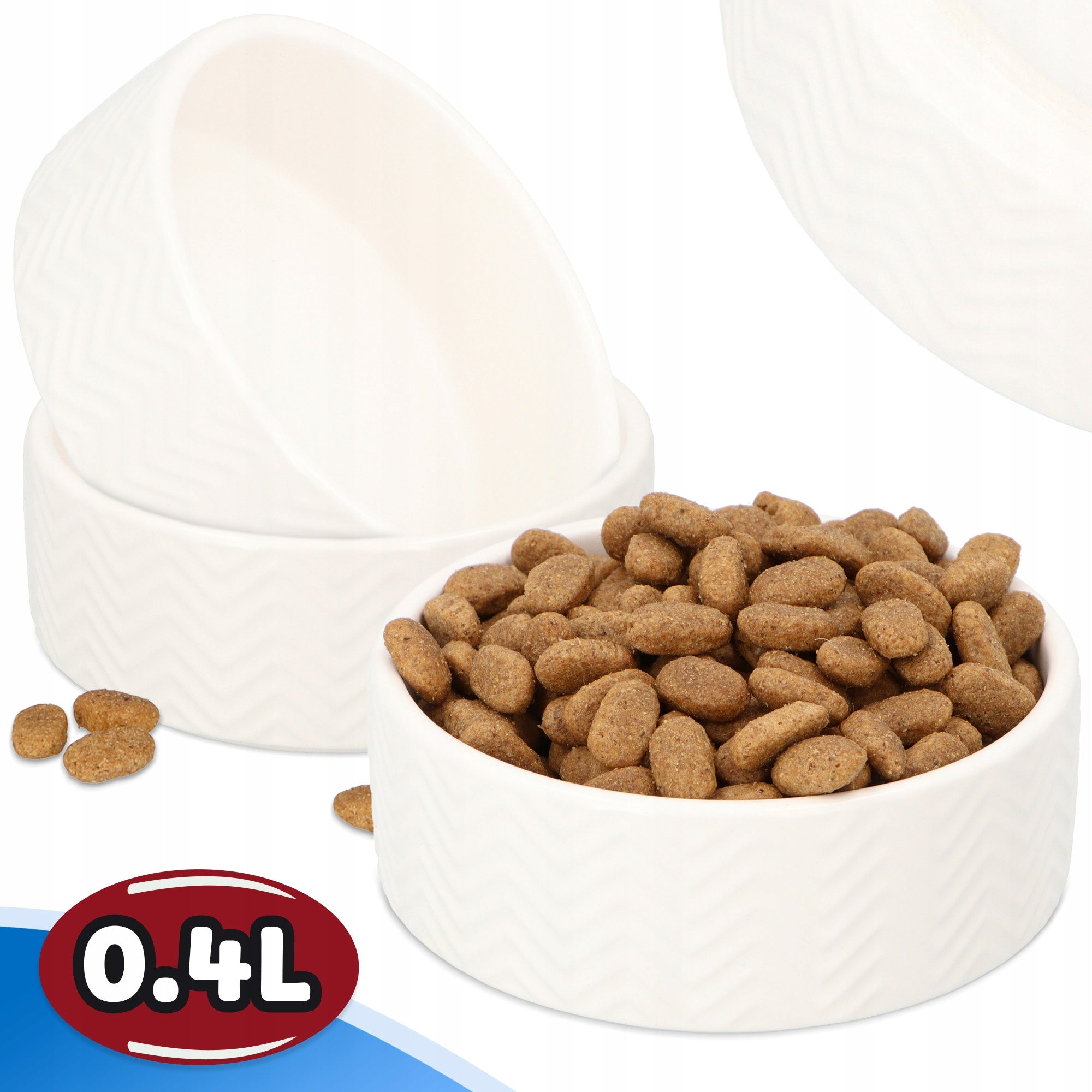 Cat Dog Bowl 0,4 CERAMIC Puppy Bowl WATER 13cm White STABIL 8K
