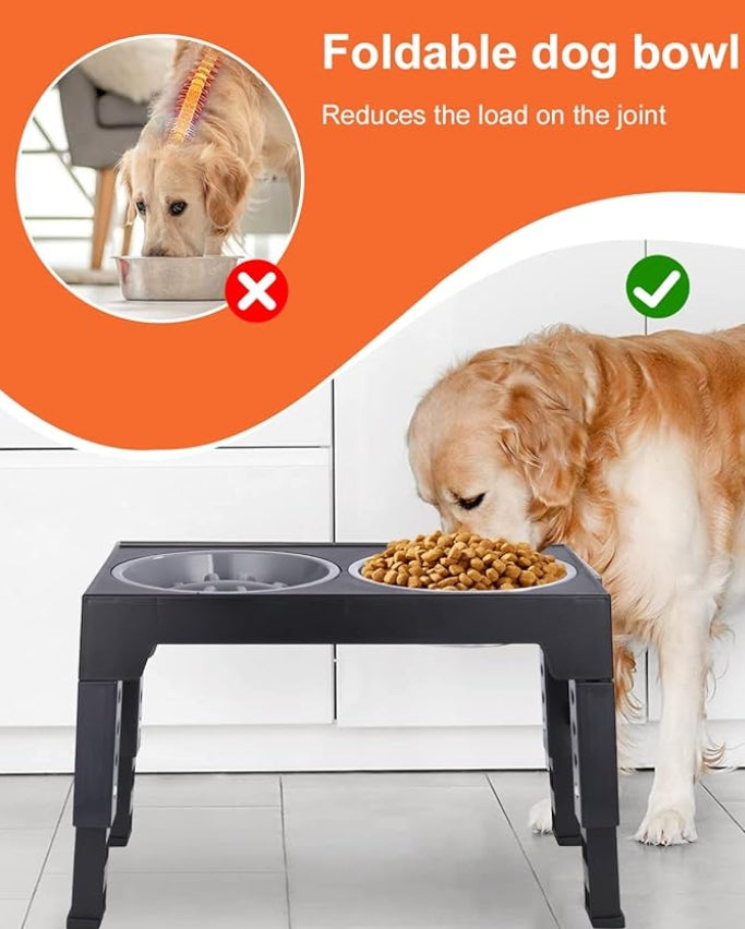 Cat Dog Bowl Double On Stand Slowing Food Non-Spilling Capacity 2 l