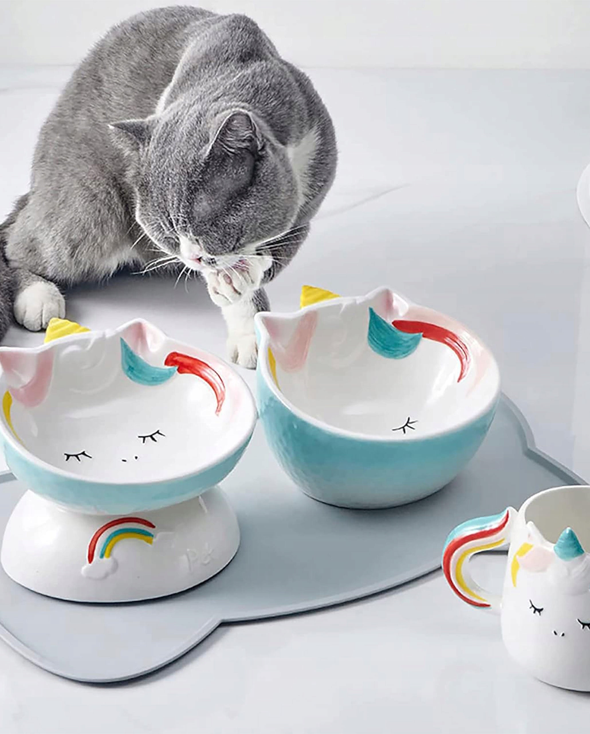 Cat Dog Bowl Mat Pad Waterproof Non-Slip with Ears Capacity 0 l
