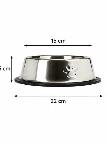 Cat Dog Bowl Steel Non-Slip 0,5 Cm With Rubber 15 Cm Diameter Packaging status original
