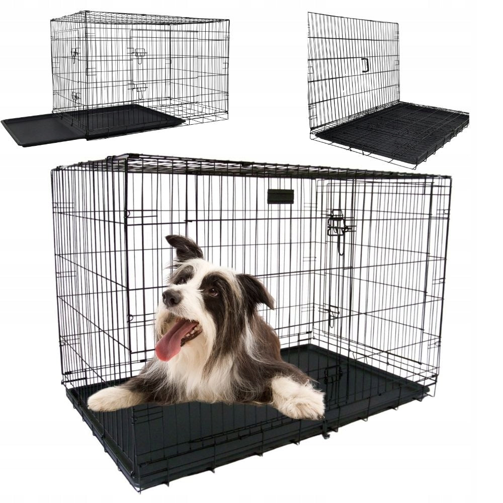 Cat Dog Cage Metal Kennel Playpen Transporter XXL 107x71x77,5cm