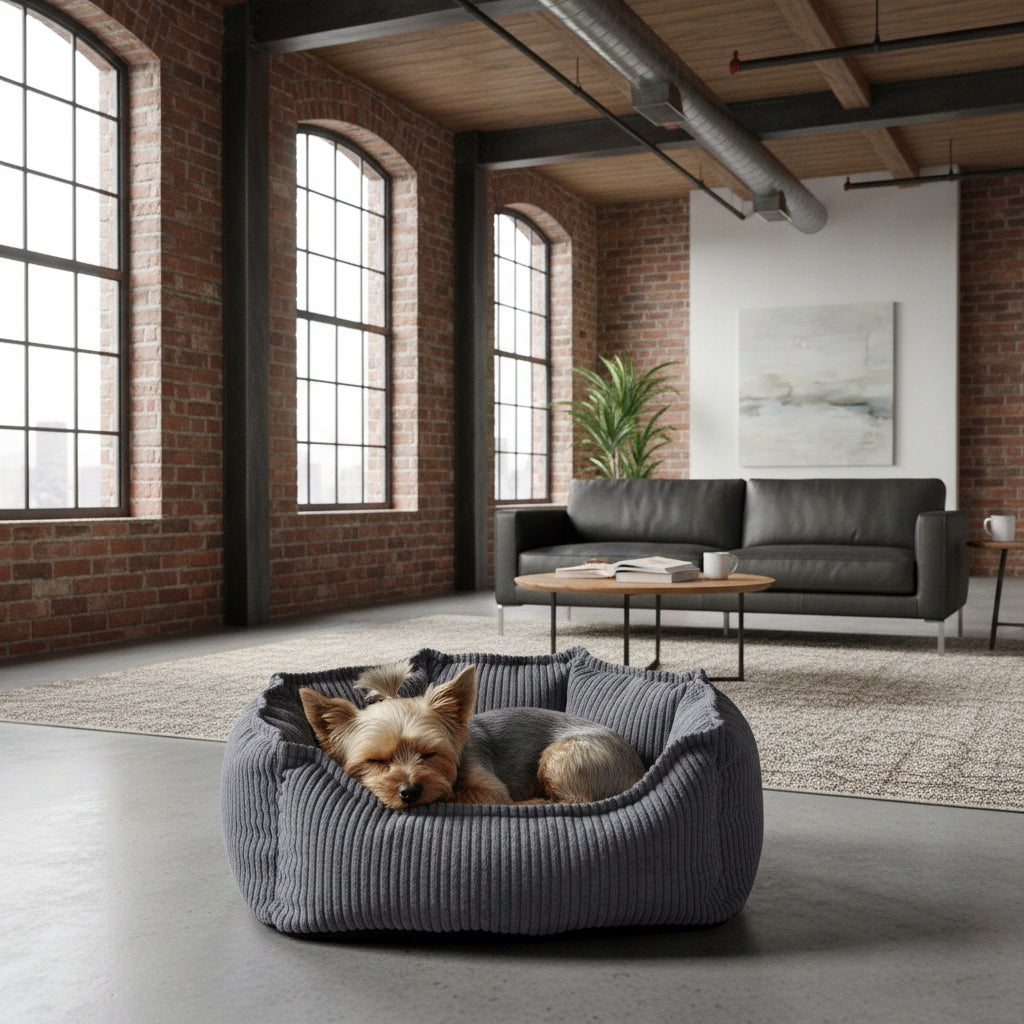 Cat Dog Nest Bed 50 cm Corduroy Grey Soft Double Sided Product width 50 cm