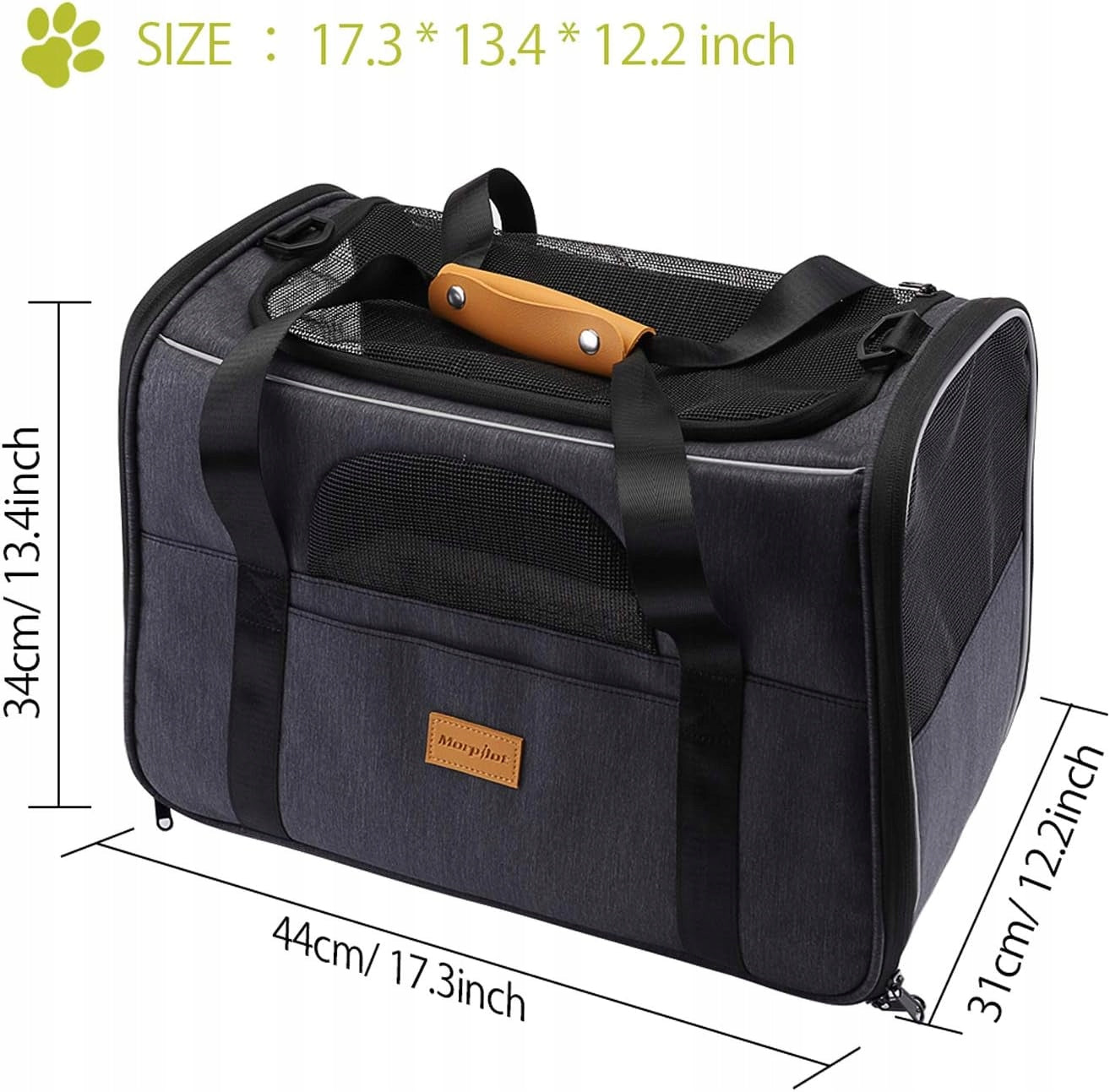 Cat Dog Transporter Portable Breathable Up to 15 Pounds Black Grey Brand Morpilot