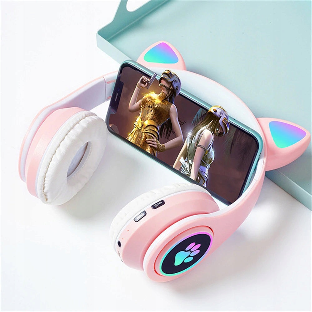Cat Ear Headphones Wireless BLUETOOTH On-Ear RGB Colors For Kids Brand Lewer