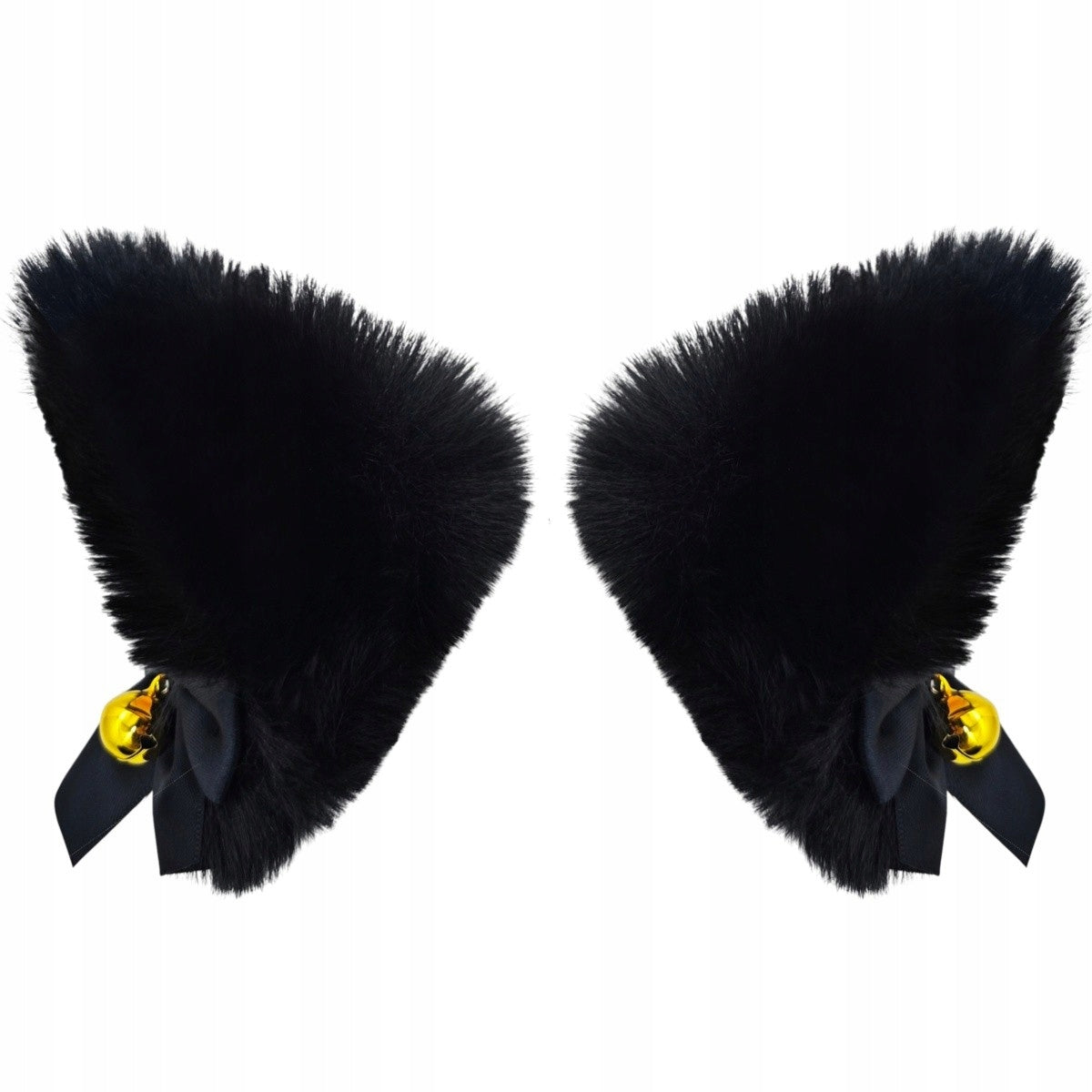 Cat Ears for Helmet Fur 2 Pcs Black with Bell Manufacturer no brand