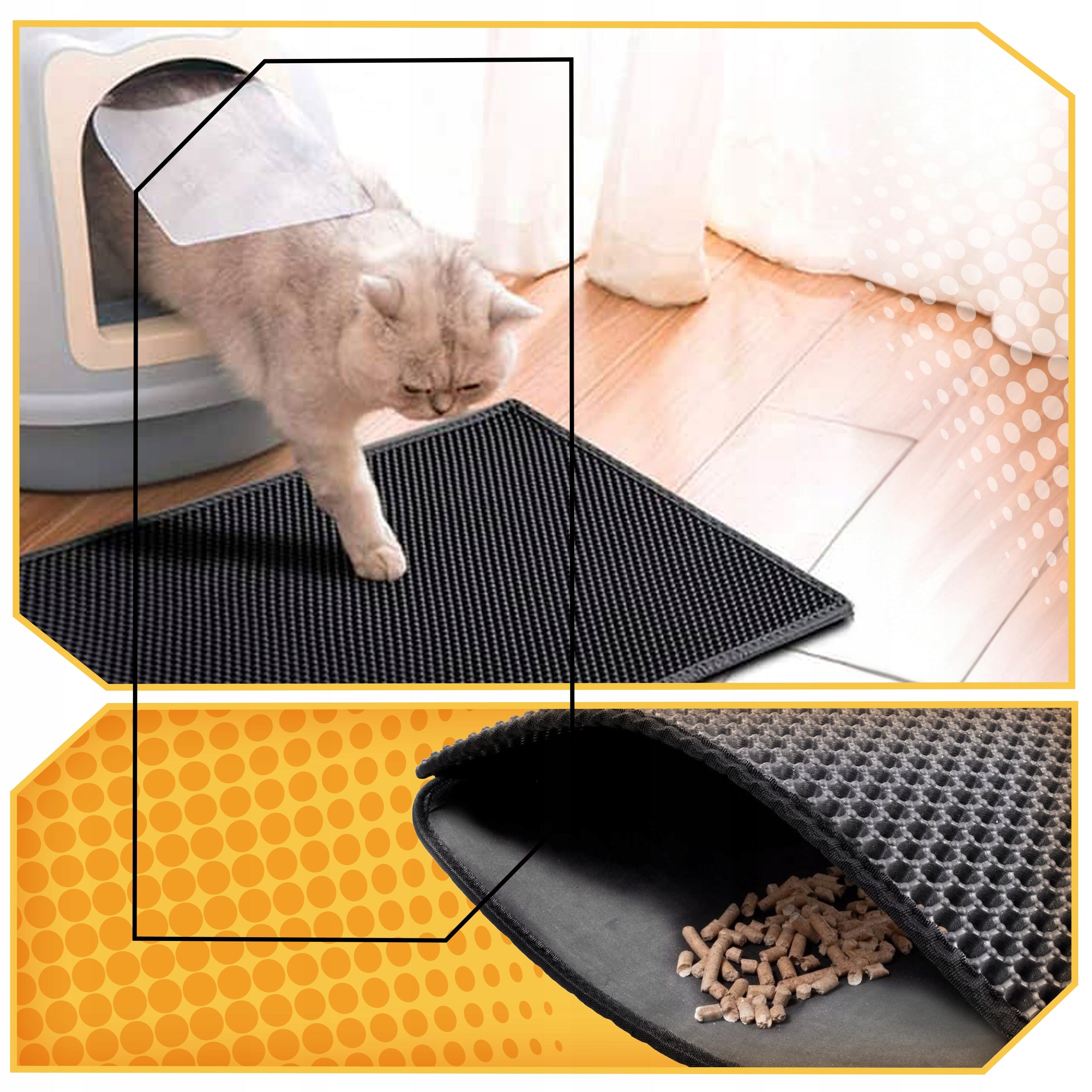 Cat LITTER BOX Mat Double Layer Wiper Pad Black XXL Brand Lewer