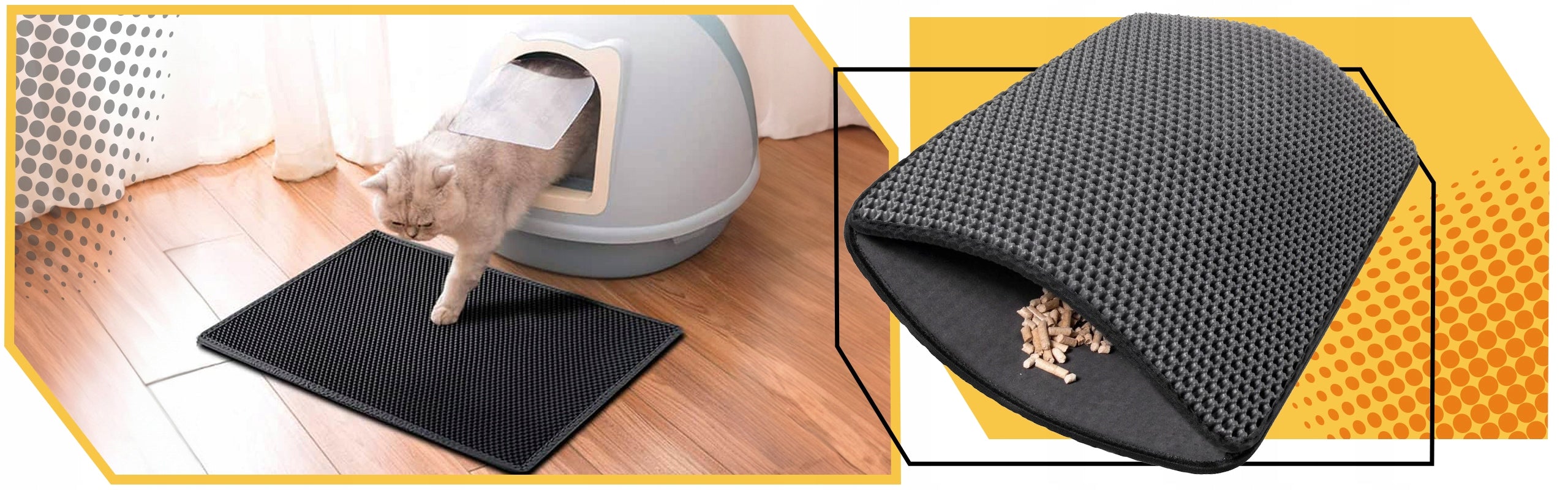 Cat LITTER BOX Mat Double Layer Wiper Pad Black XXL Kind litter box mat