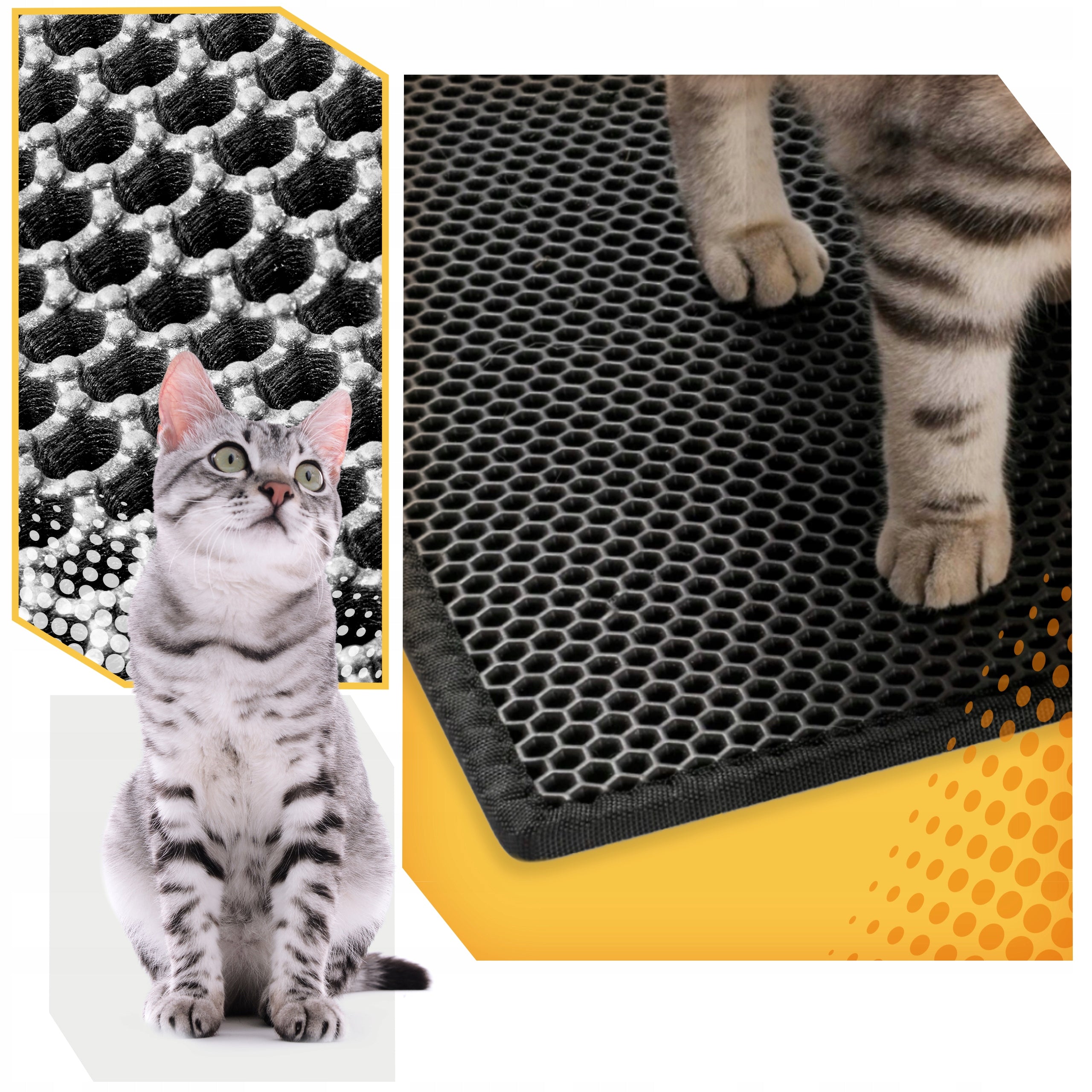 Cat LITTER BOX Mat Double Layer Wiper Pad Black XXL Model Wycieraczka na łapki ze żwirku dla kora duża XXL