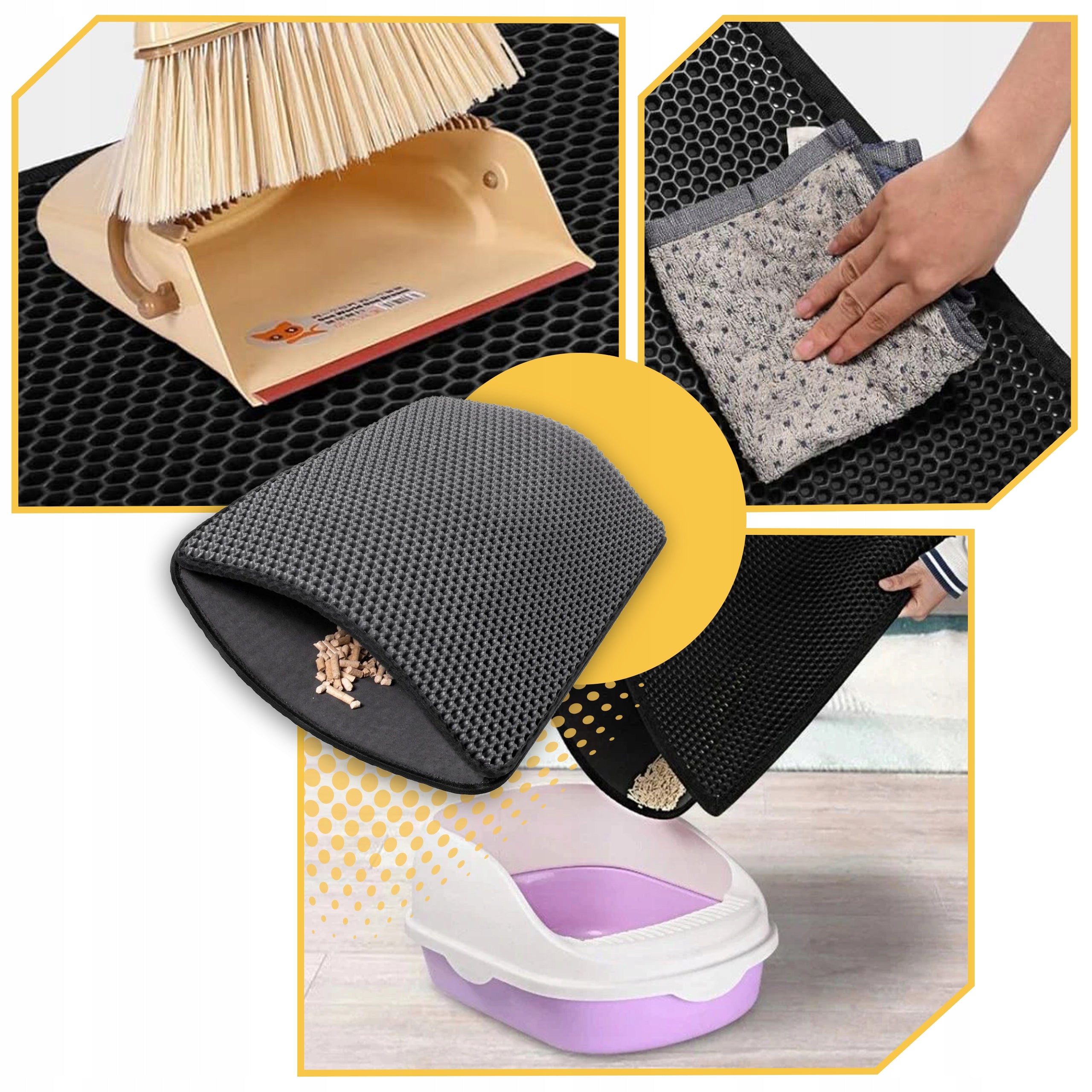 Cat LITTER BOX Mat Double Layer Wiper Pad Black XXL Packaging status original