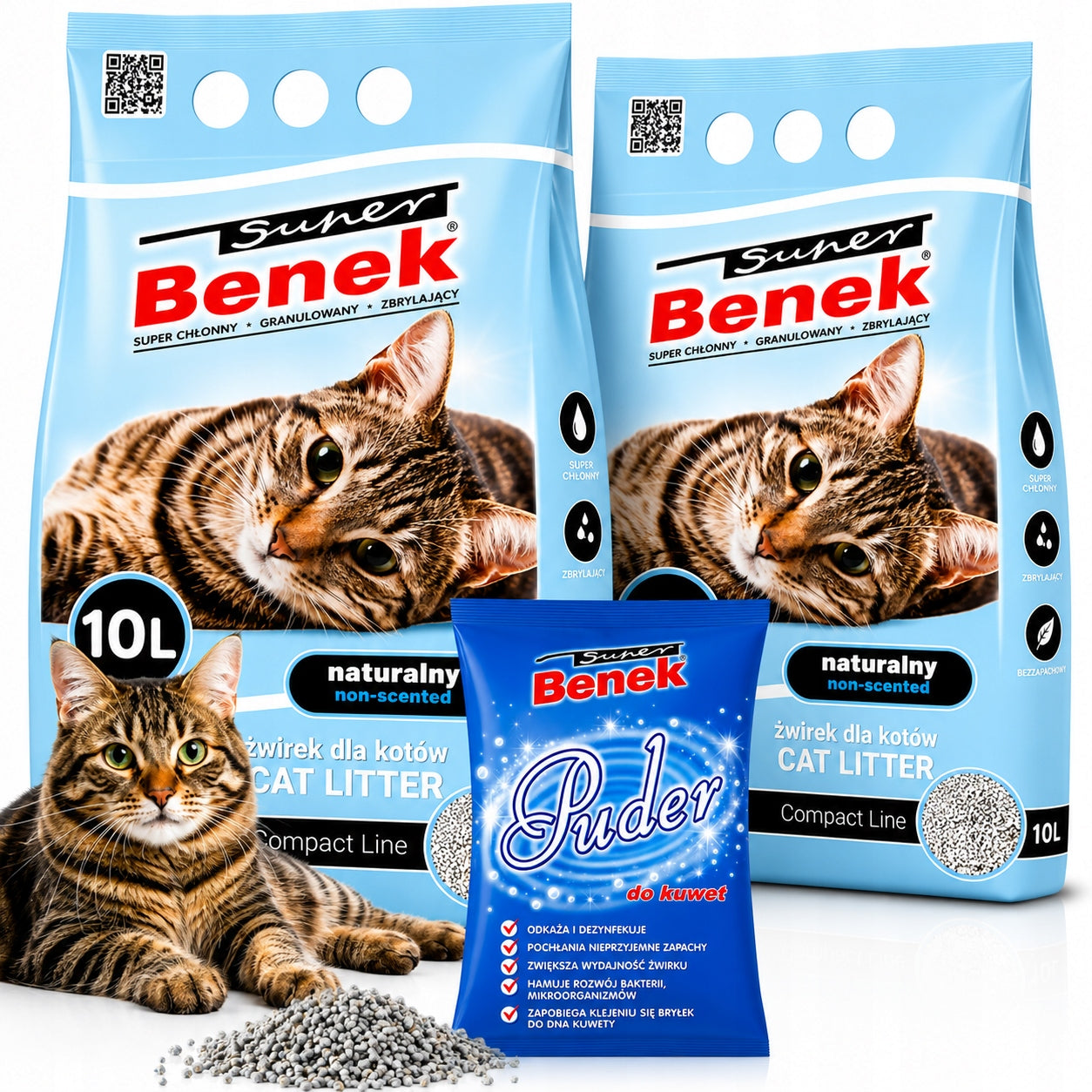 Cat Litter Bentonite Fine Benek Compact 20L Clumping Natural
