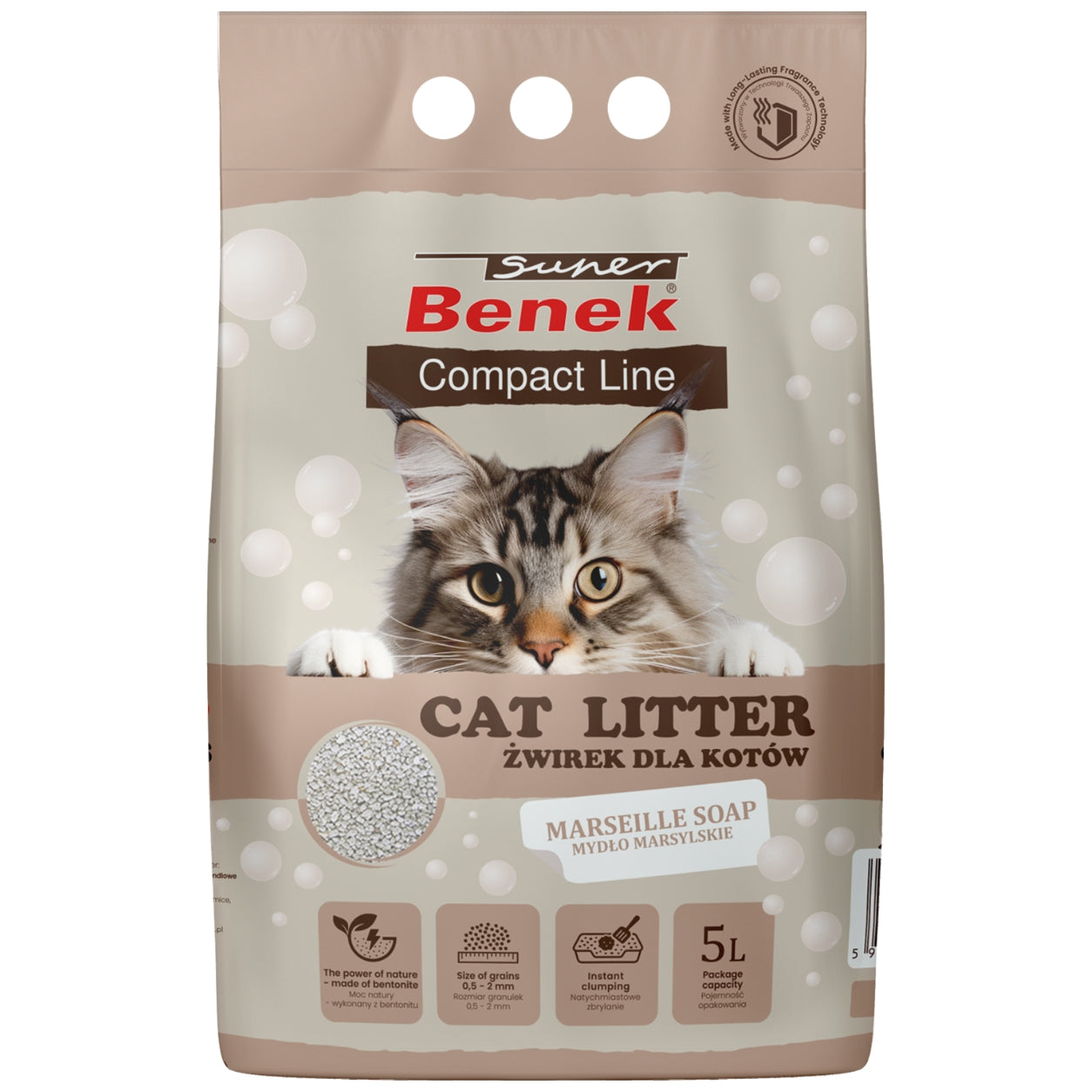 Cat Litter Bentonite Fine Benek Compact 5l Marseille Soap