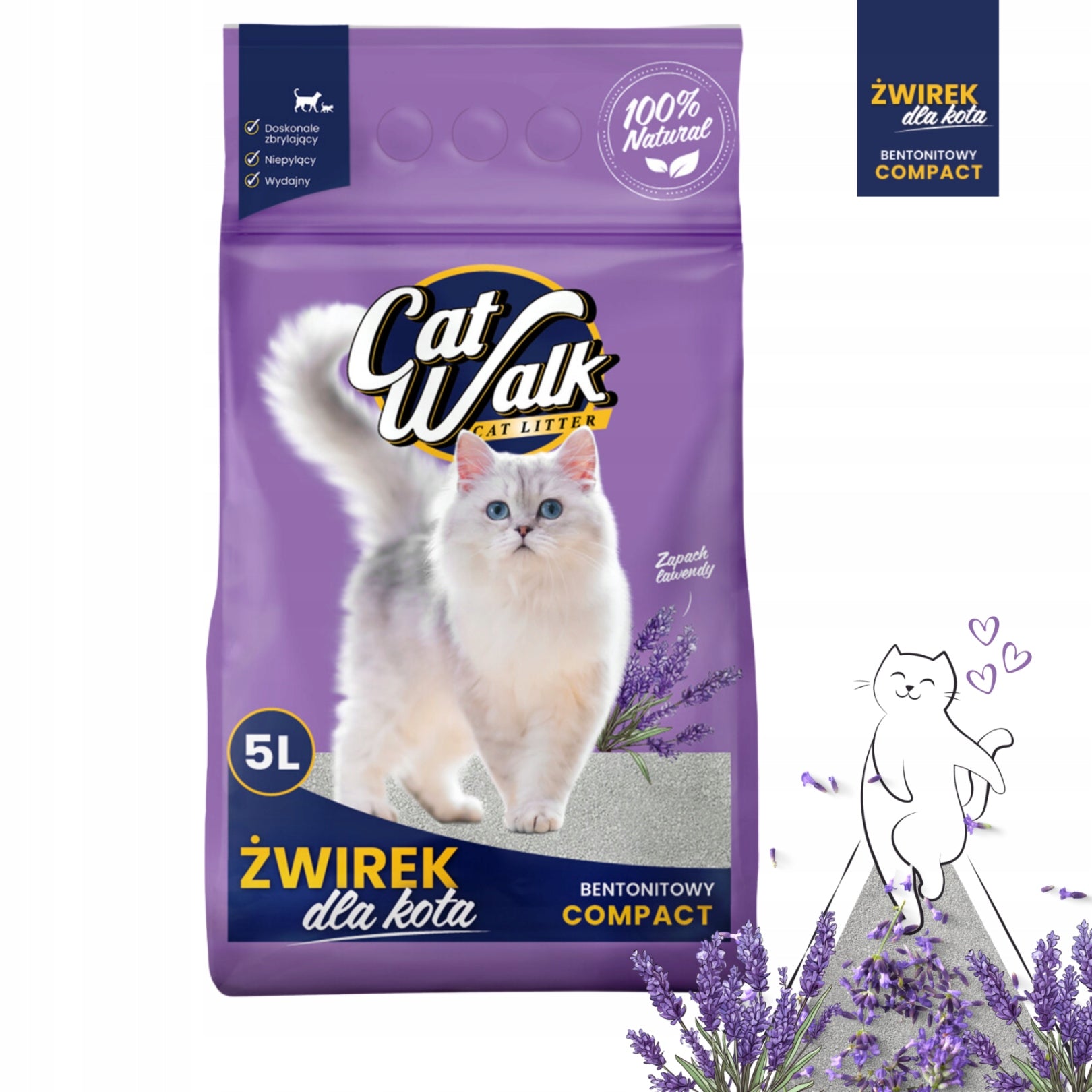 Cat Litter Bentonite LAVENDER CatWalk Compact Natural 5L Clumping EAN (GTIN) 5907222223611