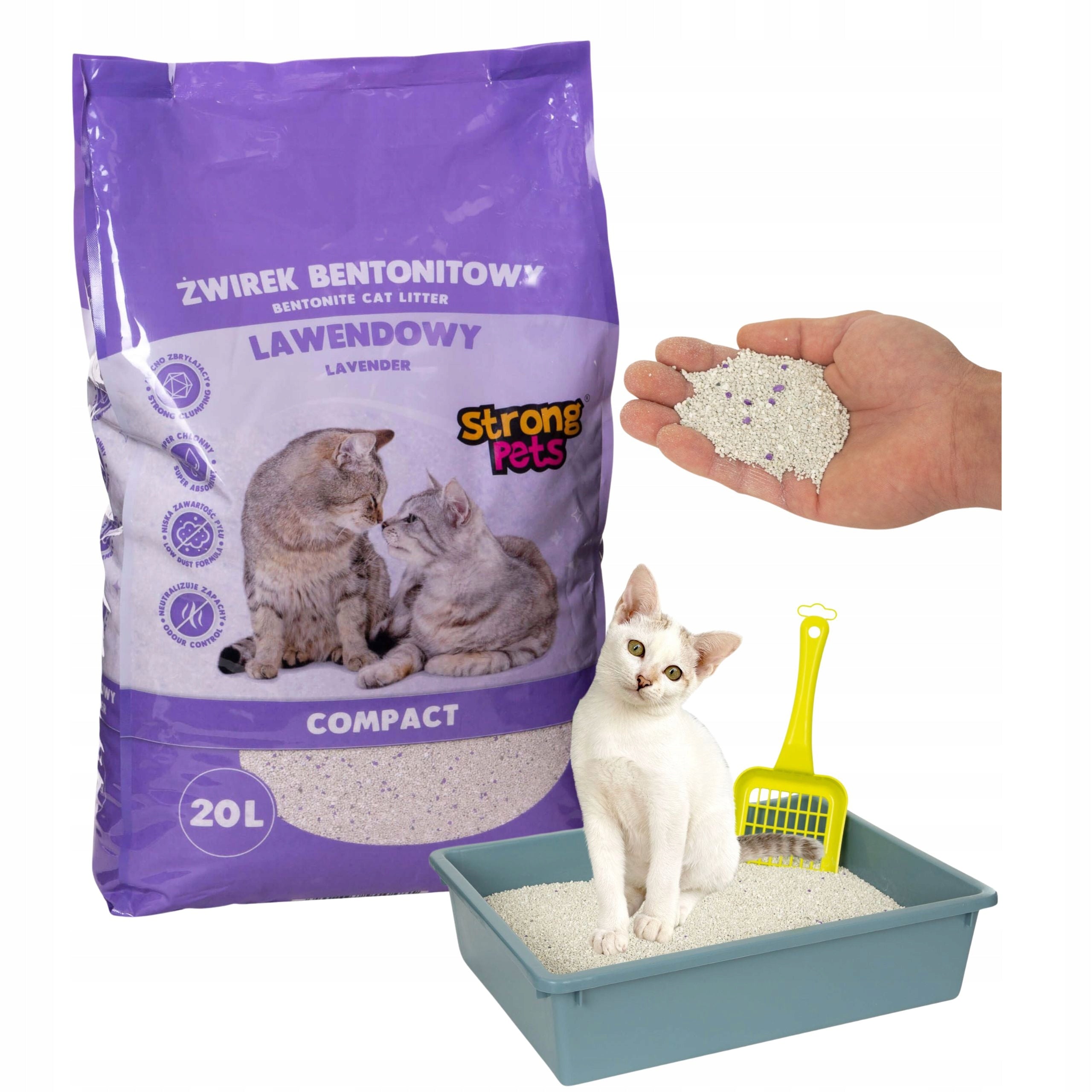 Cat Litter Bentonite Lavender Fine Clumping 20L Strong Pets