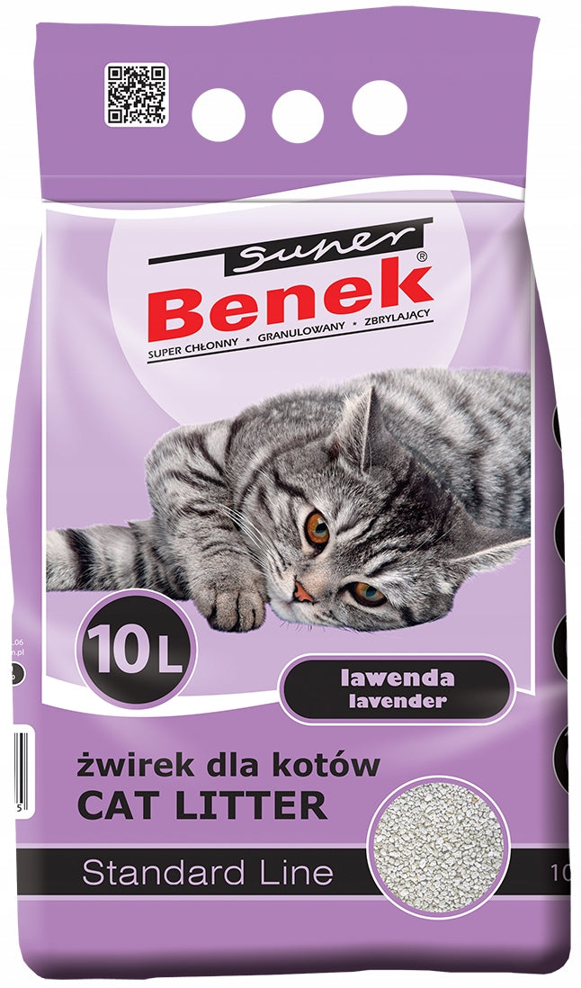Cat Litter Bentonite Super Benek Lavender 10l Standard Clumping Manufacturer code 5905397010135